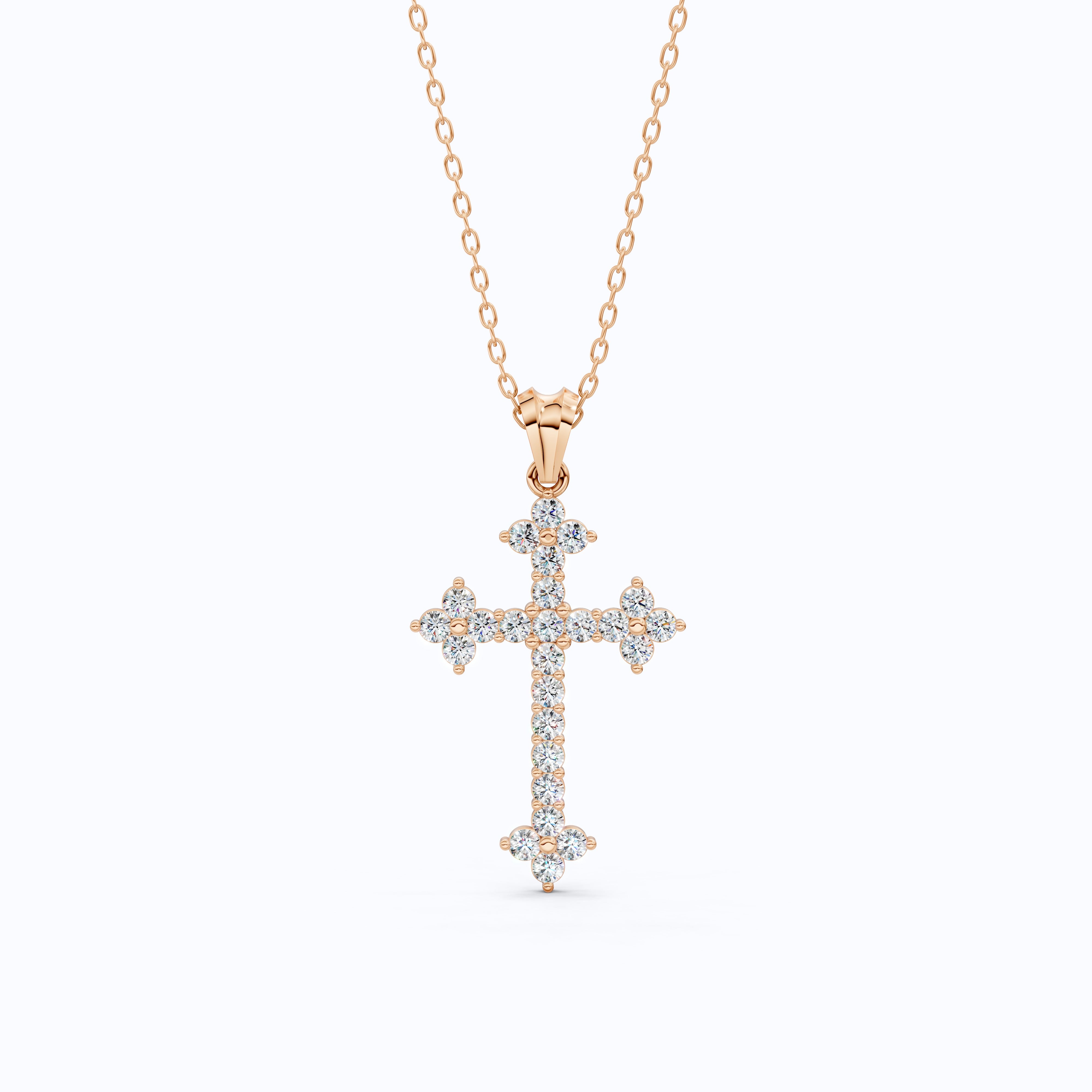 1.65 TCW Round Cut Lab Created Diamonds Religious Cross Pendant
