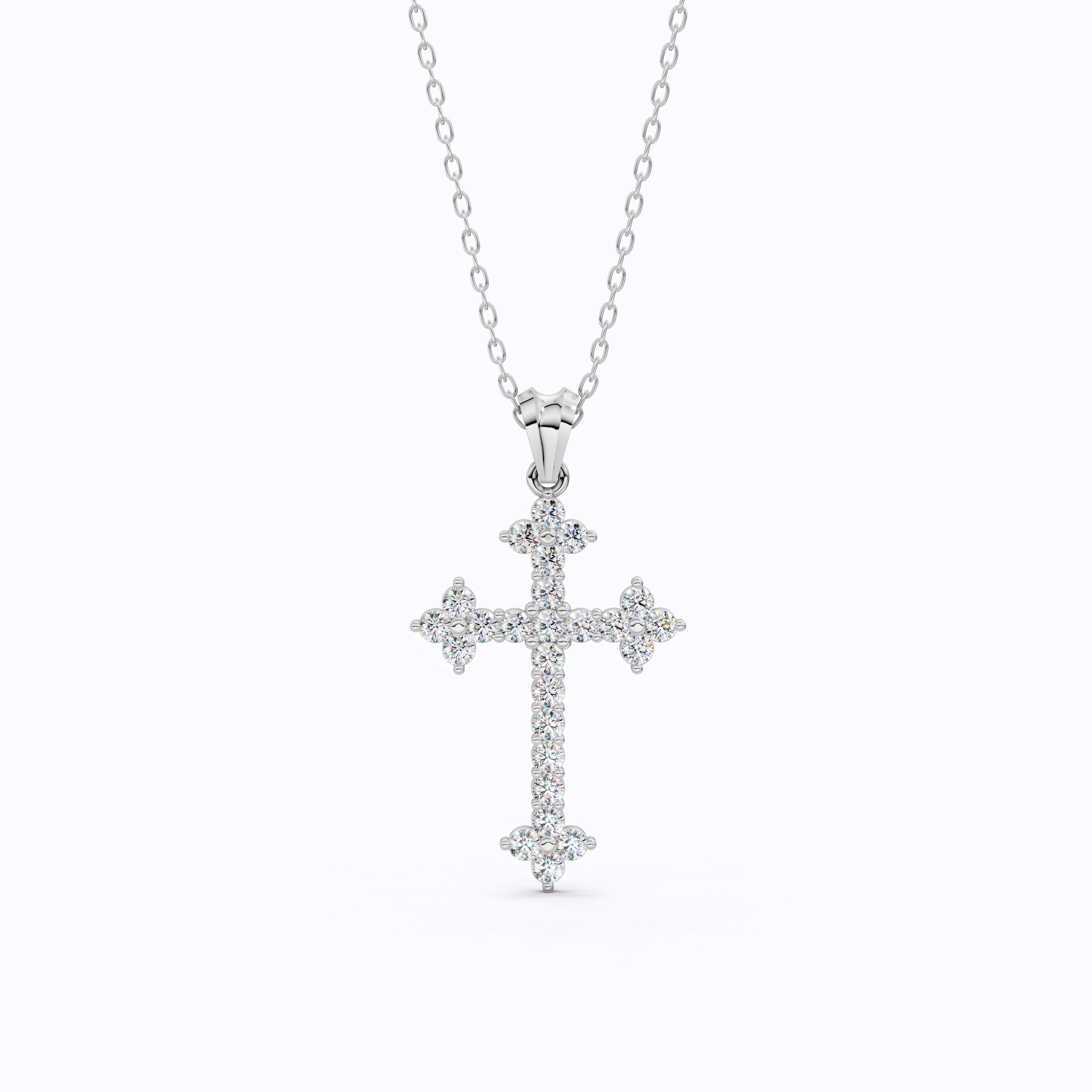 1.65 TCW Round Cut Lab Created Diamonds Religious Cross Pendant