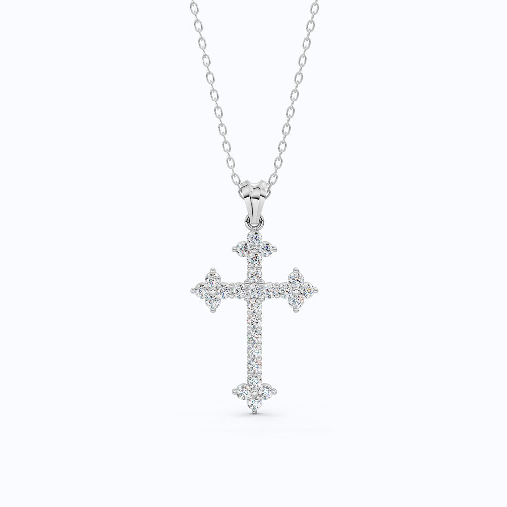 1.65 TCW Round Cut Lab Created Diamonds Religious Cross Pendant