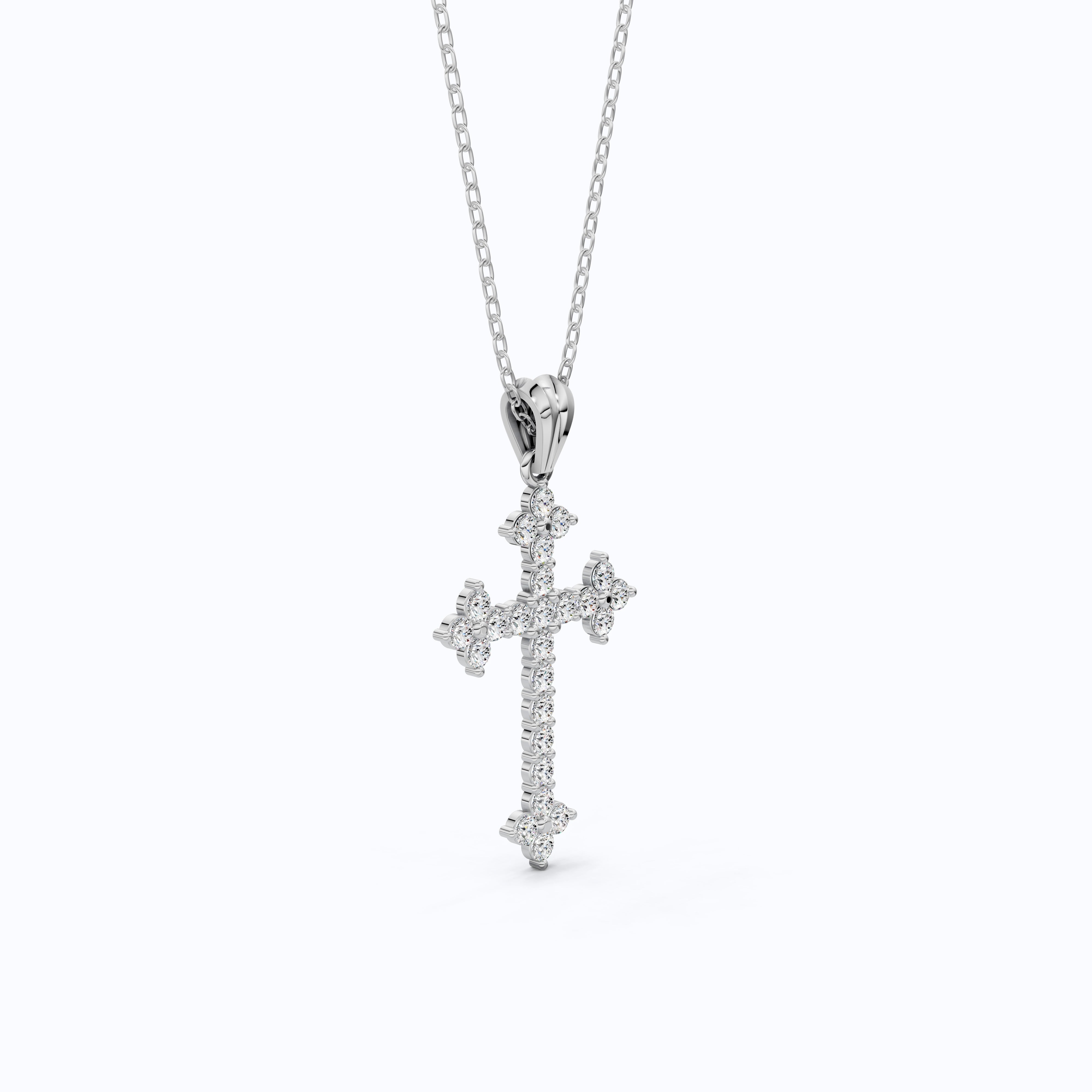 1.65 TCW Round Cut Lab Created Diamonds Religious Cross Pendant