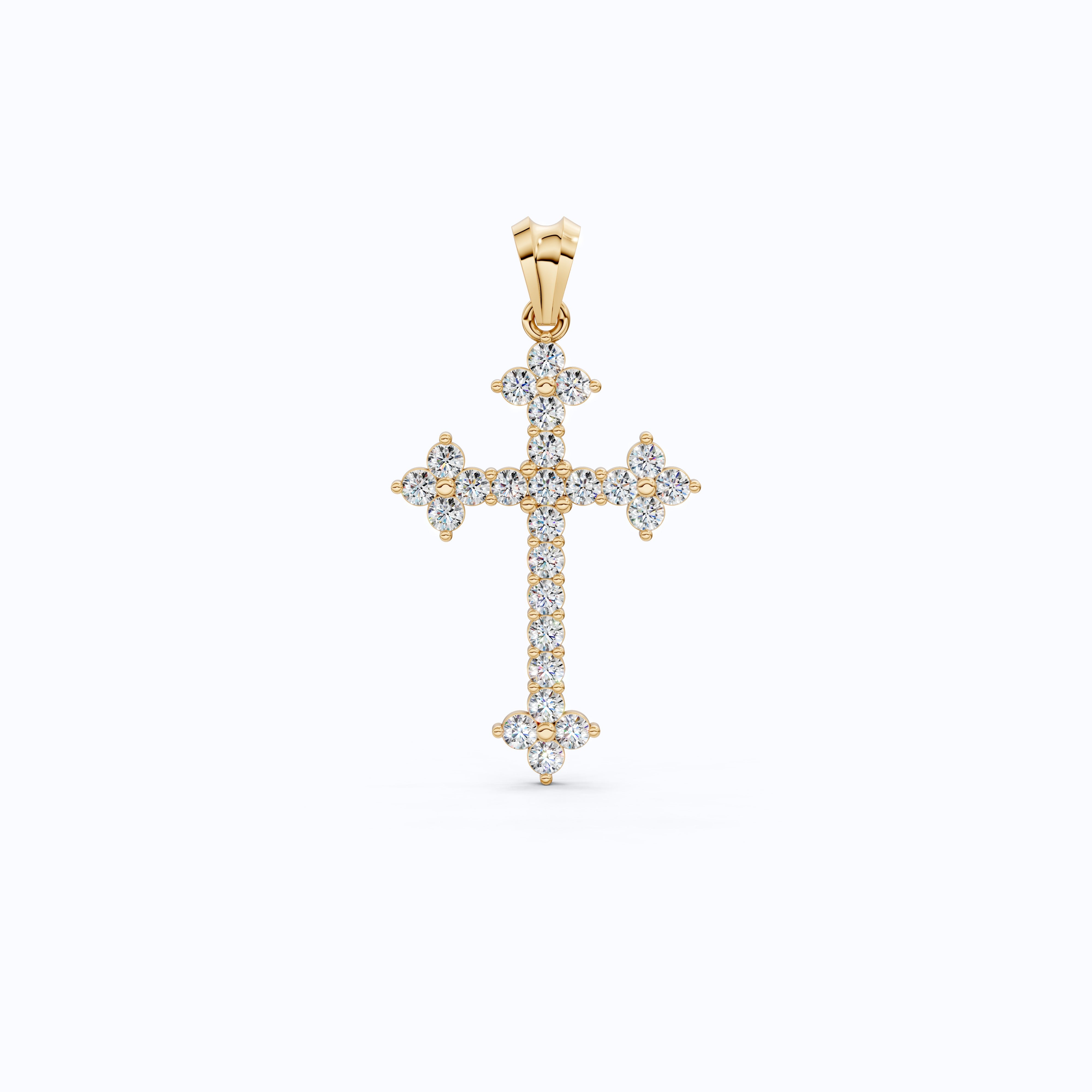 1.65 TCW Round Cut Lab Created Diamonds Religious Cross Pendant