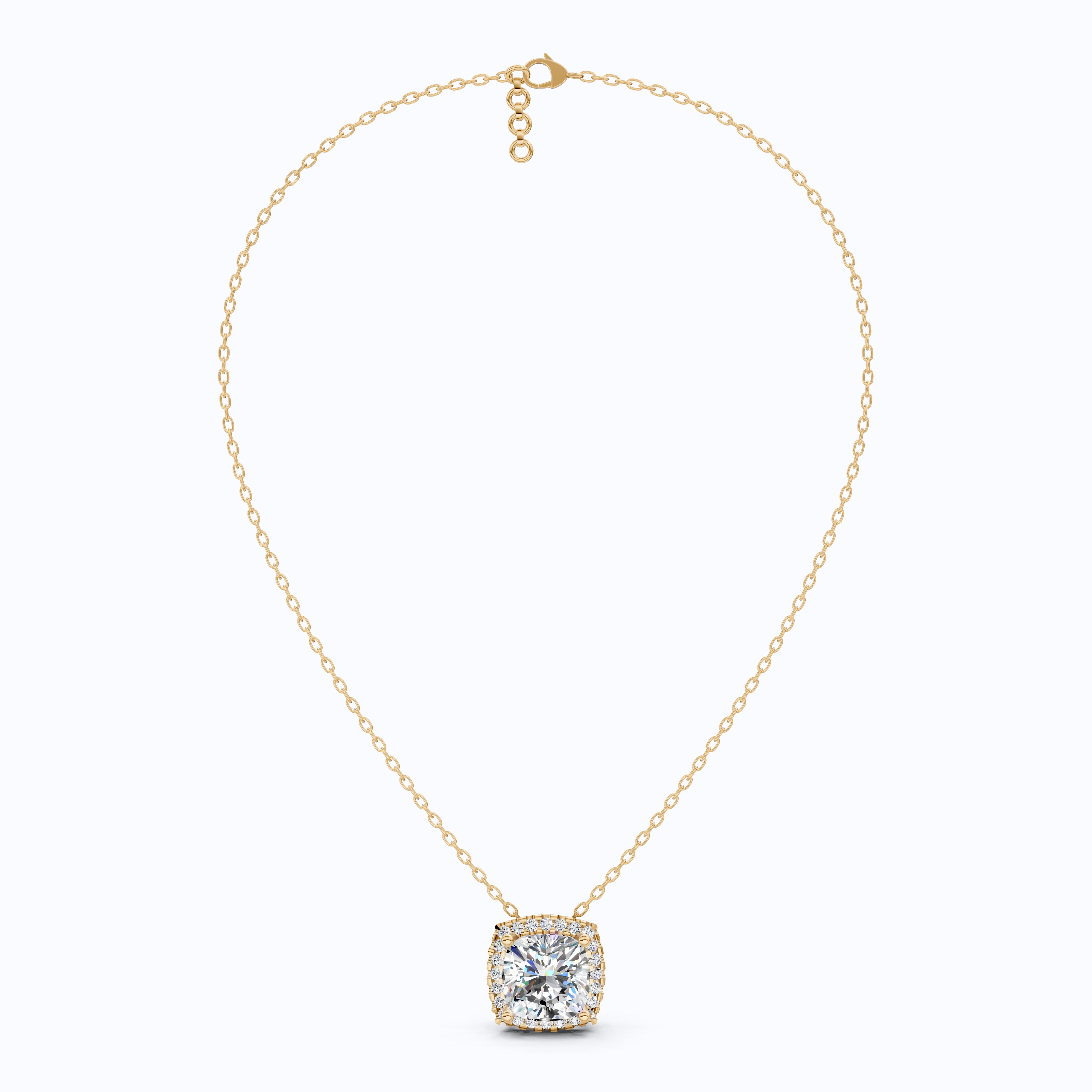 Antique Cushion Halo Wedding Pendant in 14K Solid Gold, 3.00 CT Cushion Cut Lab Created Diamond, Wedding Jewelry, Special Gift For Wife