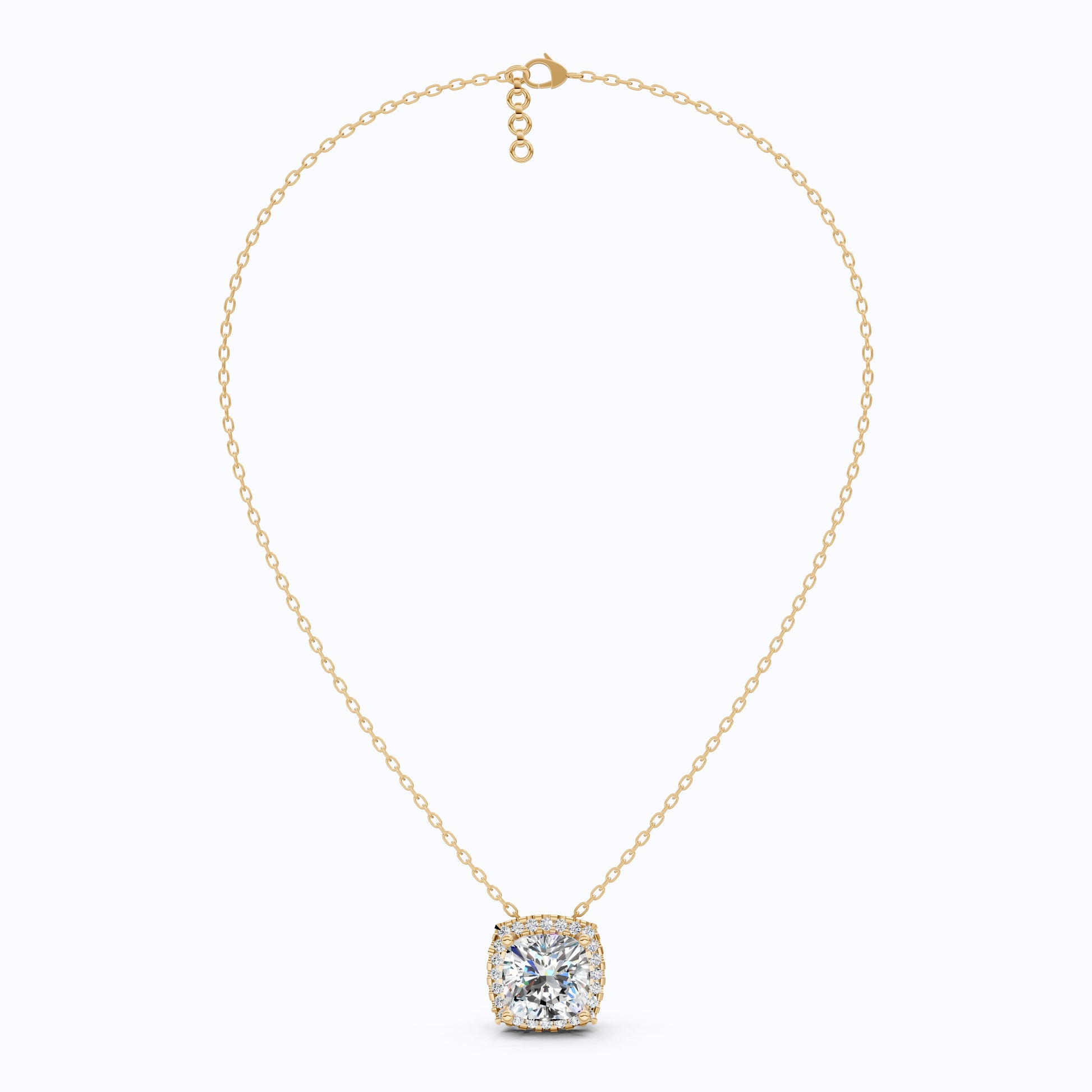 Antique Cushion Halo Wedding Pendant in 14K Solid Gold, 3.00 CT Cushion Cut Lab Created Diamond, Wedding Jewelry, Special Gift For Wife