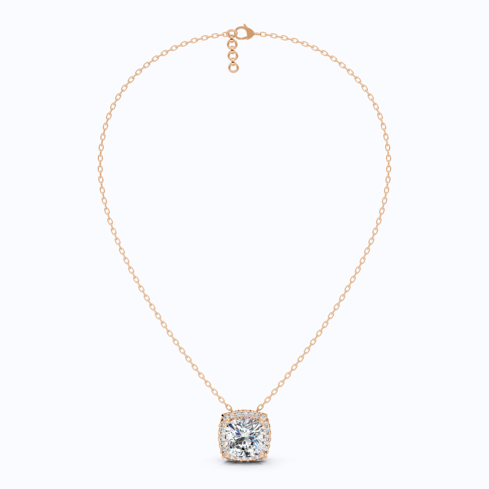 Antique Cushion Halo Wedding Pendant in 14K Solid Gold, 3.00 CT Cushion Cut Lab Created Diamond, Wedding Jewelry, Special Gift For Wife