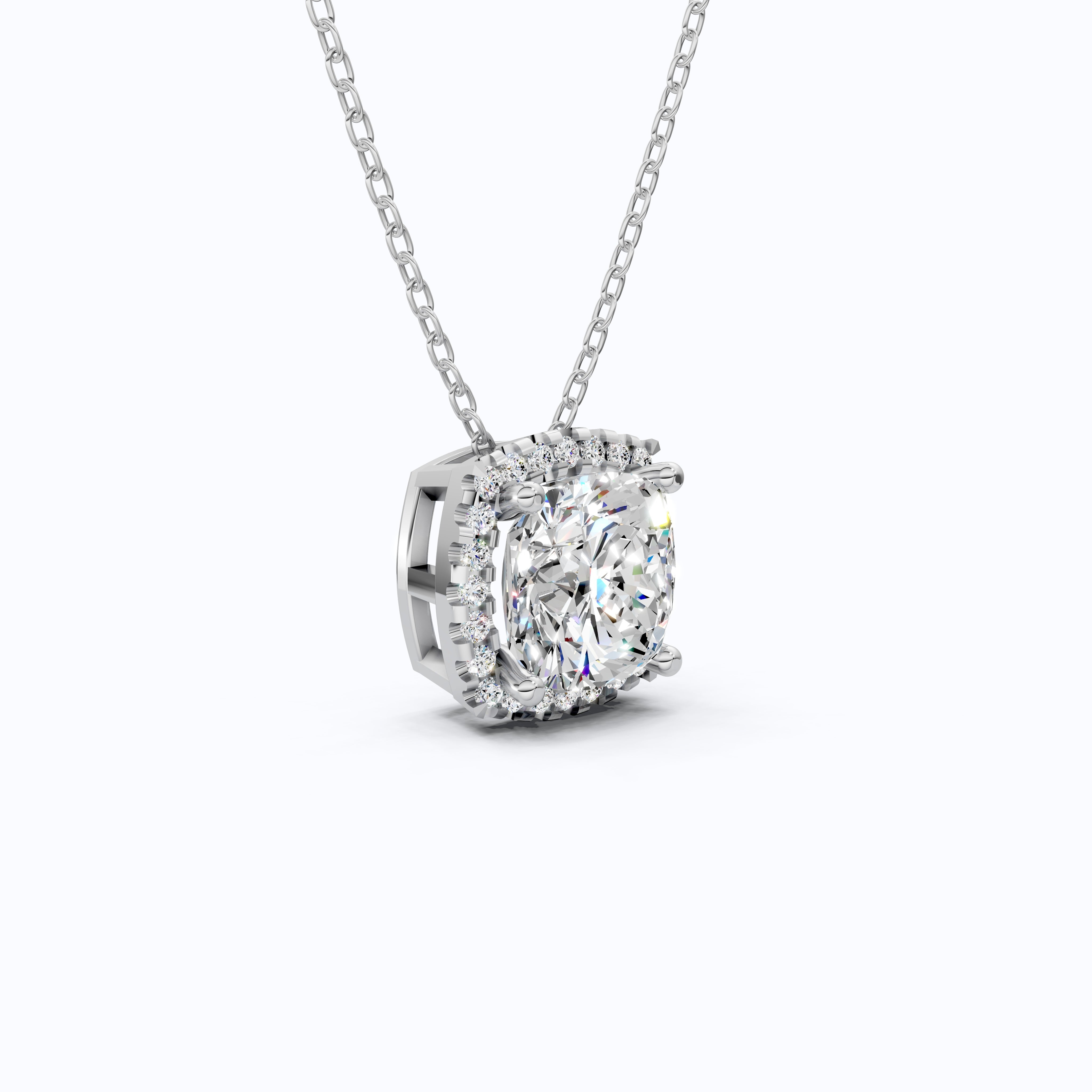 Antique Cushion Halo Wedding Pendant in 14K Solid Gold, 3.00 CT Cushion Cut Lab Created Diamond, Wedding Jewelry, Special Gift For Wife