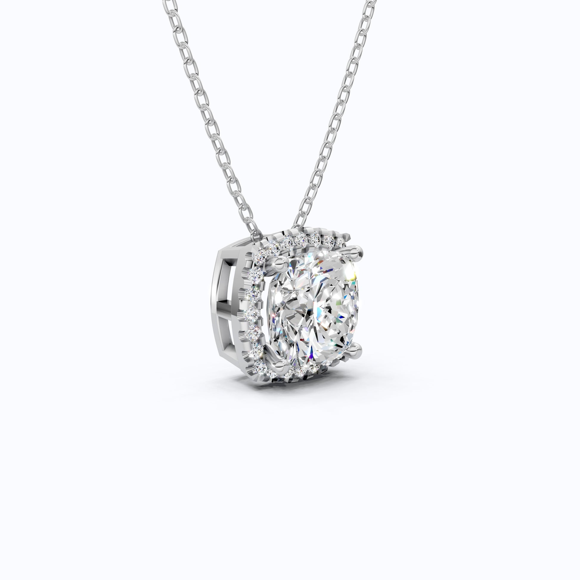 Antique Cushion Halo Wedding Pendant in 14K Solid Gold, 3.00 CT Cushion Cut Lab Created Diamond, Wedding Jewelry, Special Gift For Wife