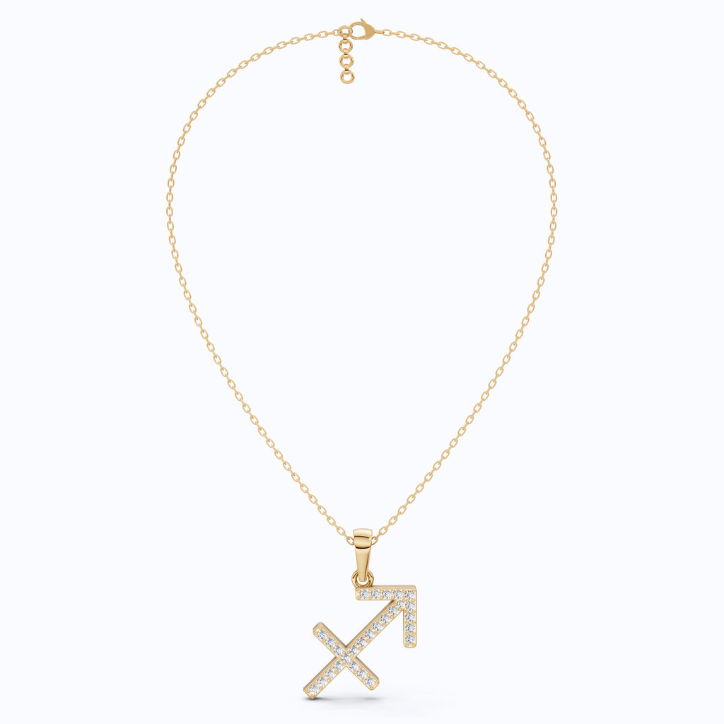 Round Cut Sagittarius Zodiac Sign Charm Pendant, Birthday Gift For Women