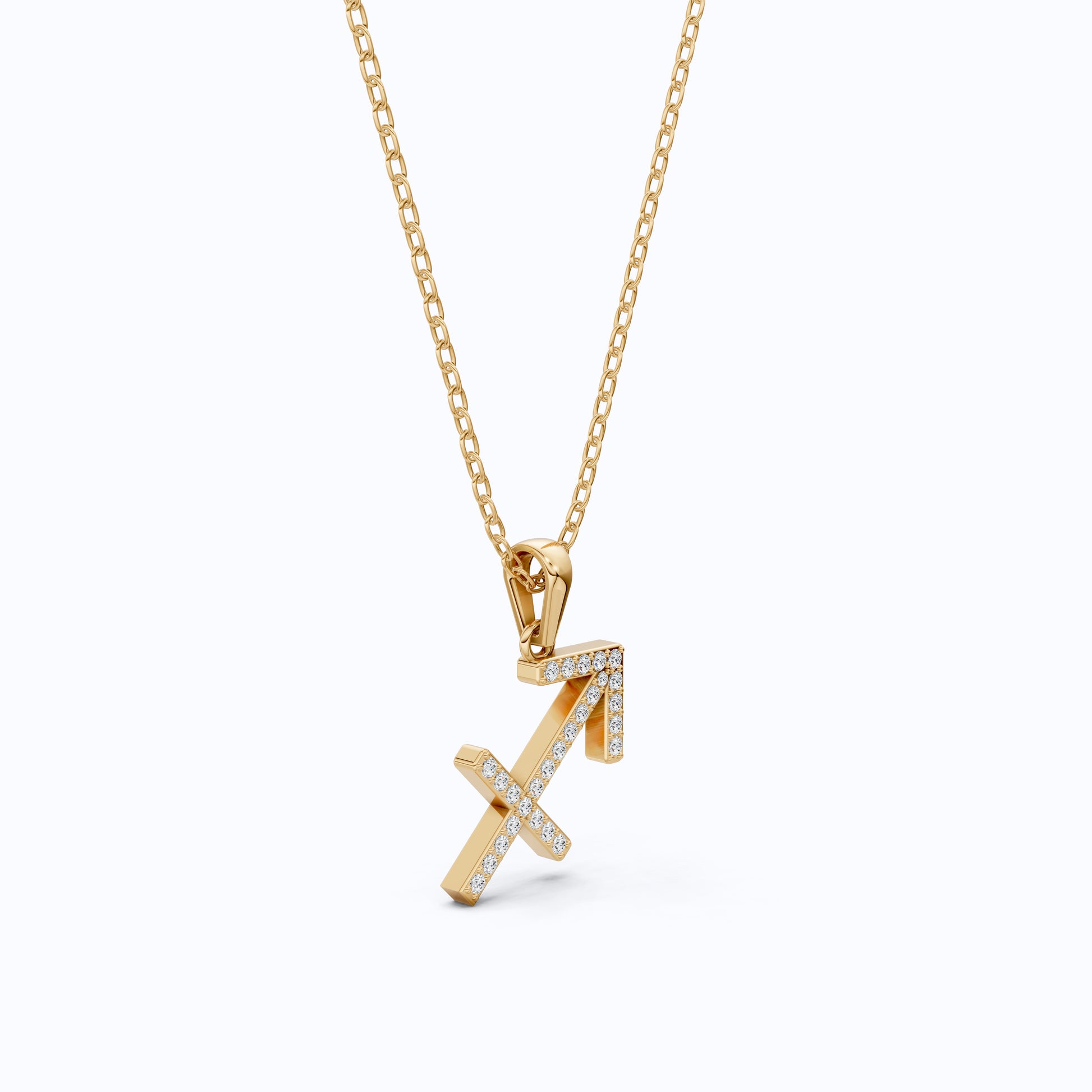 Round Cut Sagittarius Zodiac Sign Charm Pendant, Birthday Gift For Women