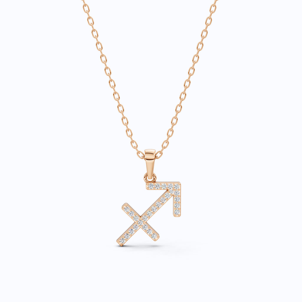 Round Cut Sagittarius Zodiac Sign Charm Pendant, Birthday Gift For Women