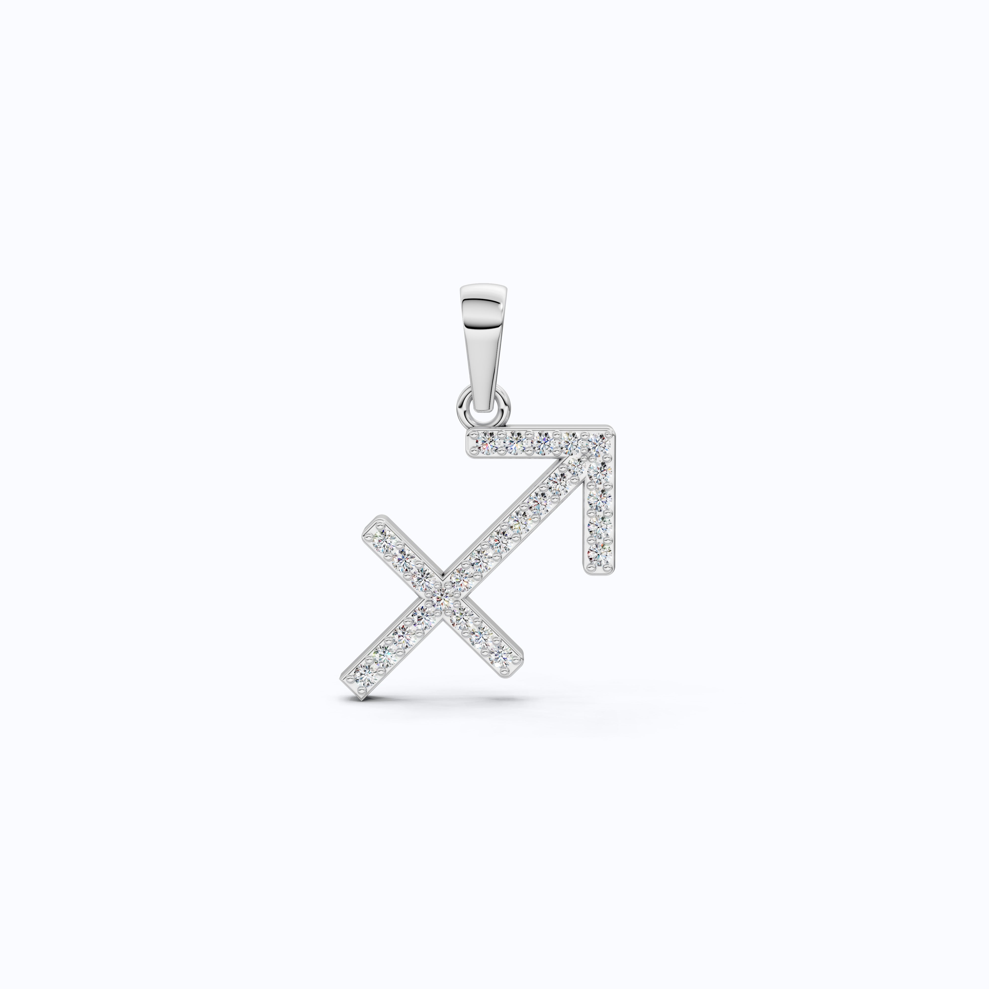 Minimalist Sagittarius Zodiac Arrow Pavé Charm Pendant in Lab Diamond – 14k Solid Gold, Everyday Jewelry, Birthday Gift for Her/Him