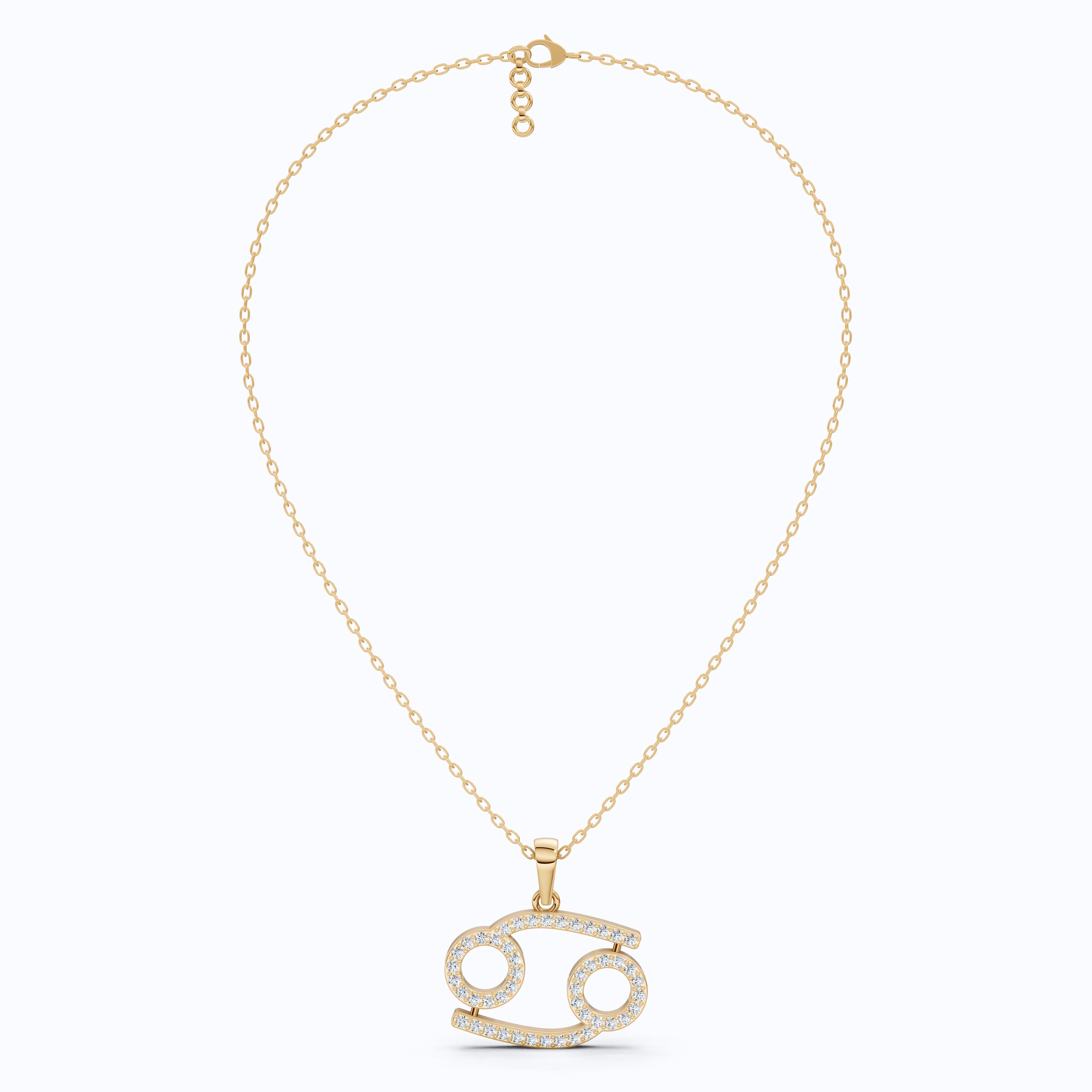 Solid Gold Cancer Zodiac Sign Charm Pendant For Wife, Anniversary Gift