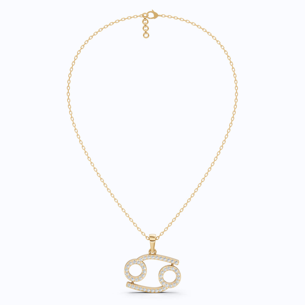 Solid Gold Cancer Zodiac Sign Charm Pendant For Wife, Anniversary Gift