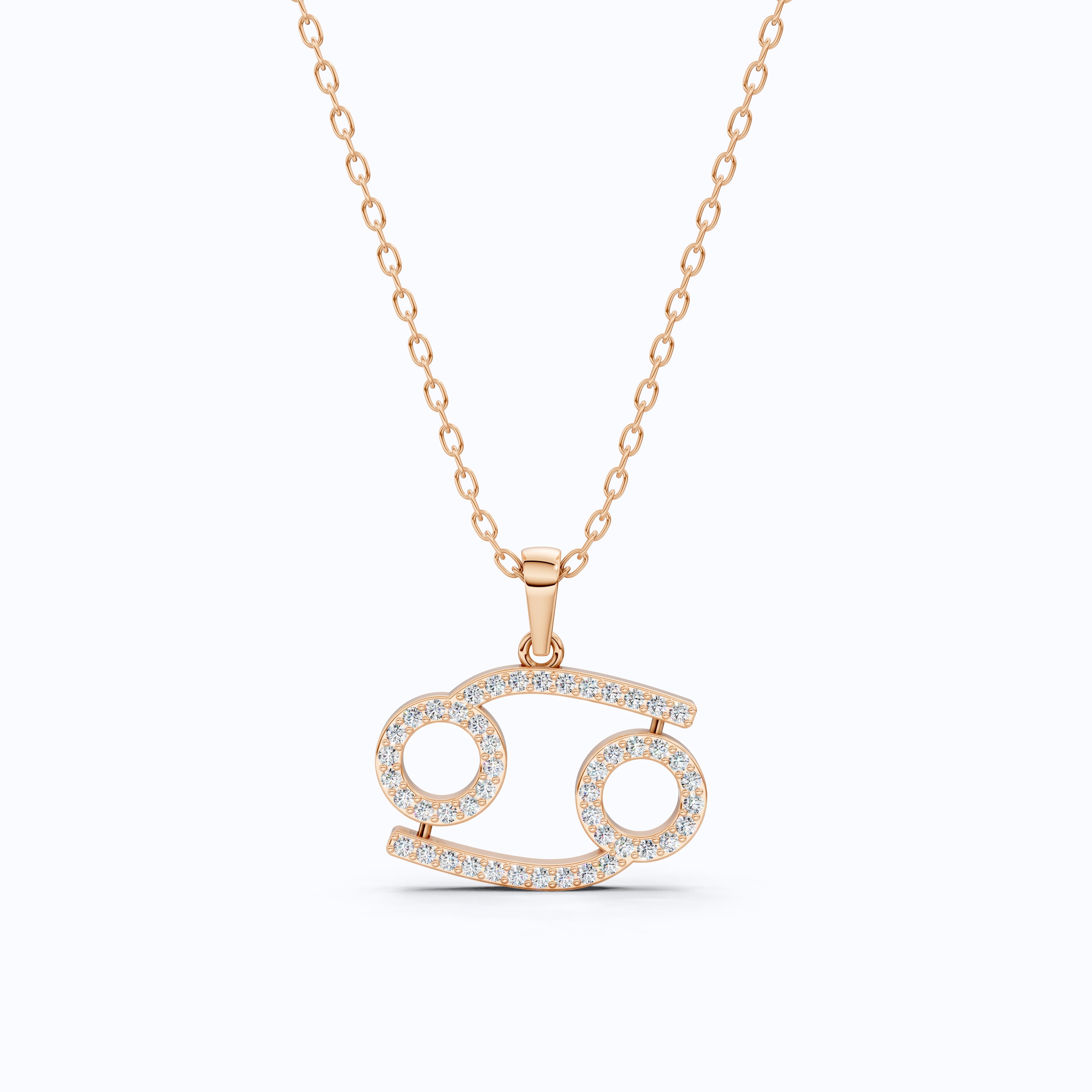 Solid Gold Cancer Zodiac Sign Charm Pendant For Wife, Anniversary Gift