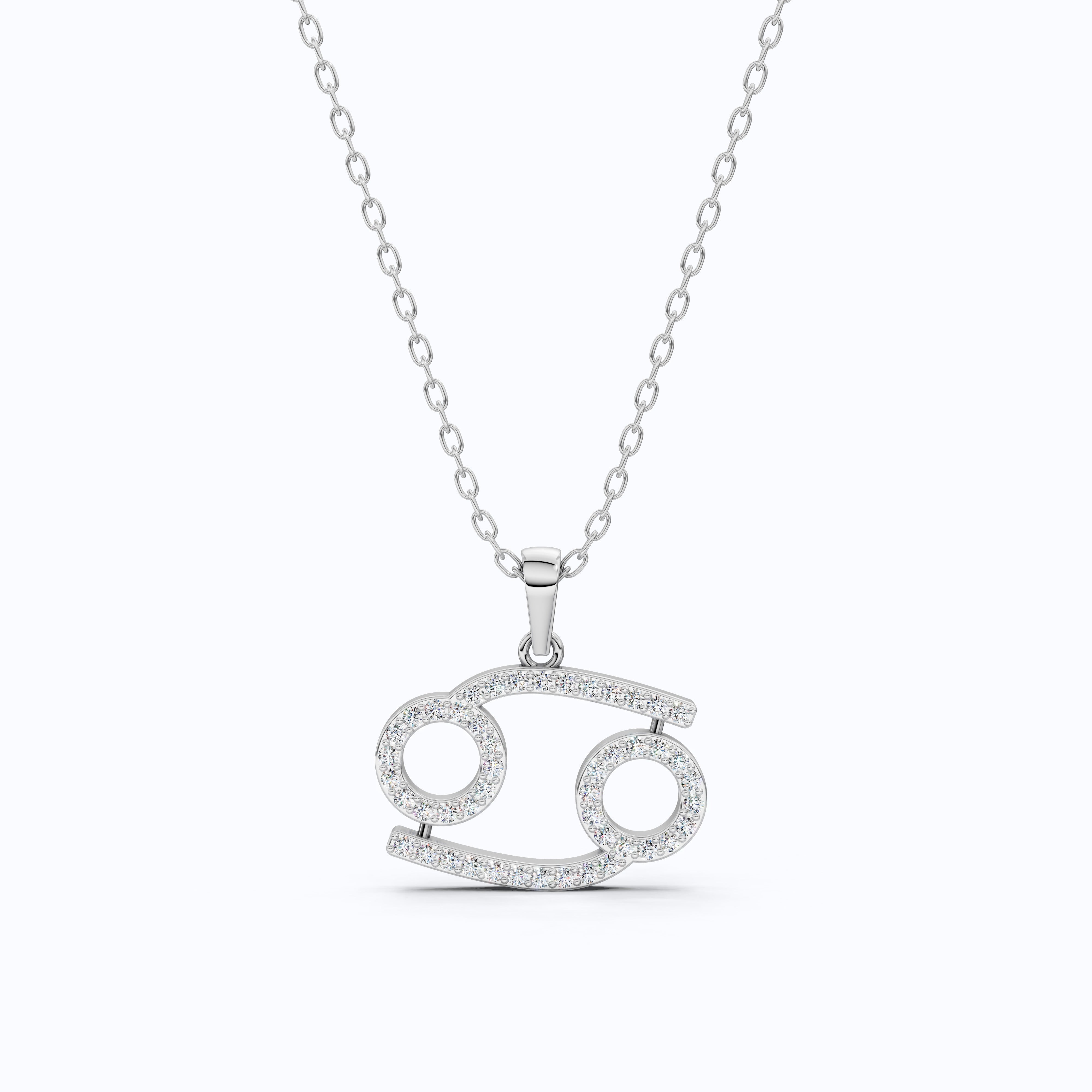 Solid Gold Cancer Zodiac Sign Charm Pendant For Wife, Anniversary Gift