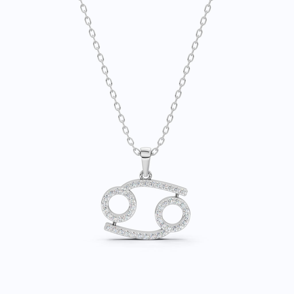 Solid Gold Cancer Zodiac Sign Charm Pendant For Wife, Anniversary Gift