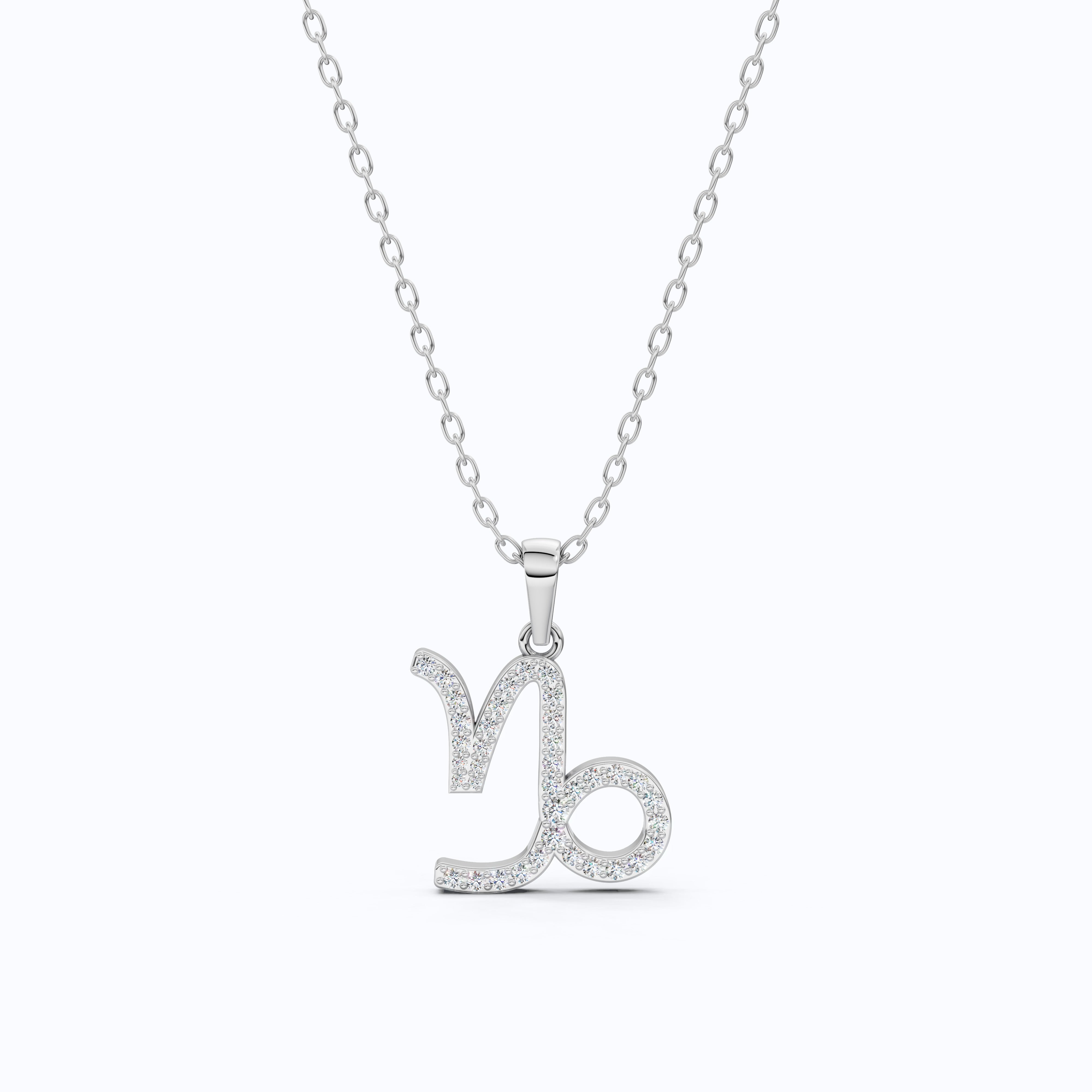 14K Gold Capricorn Zodiac Sign Charm Pendant, Diamond Pendant For Women