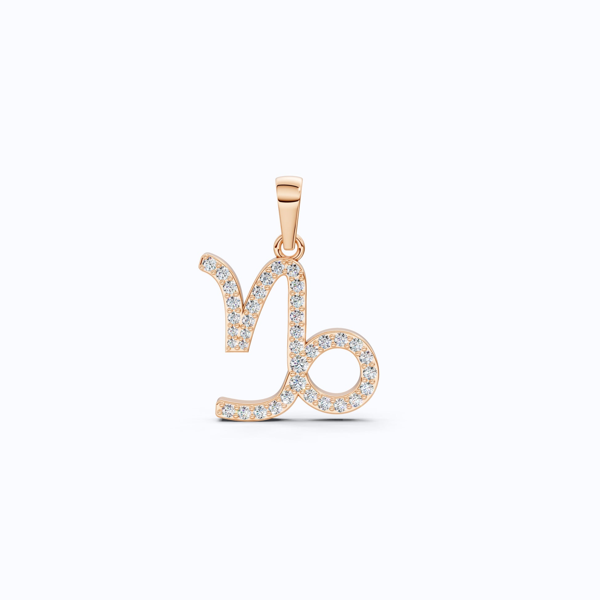 14K Gold Capricorn Zodiac Sign Charm Pendant, Diamond Pendant For Women