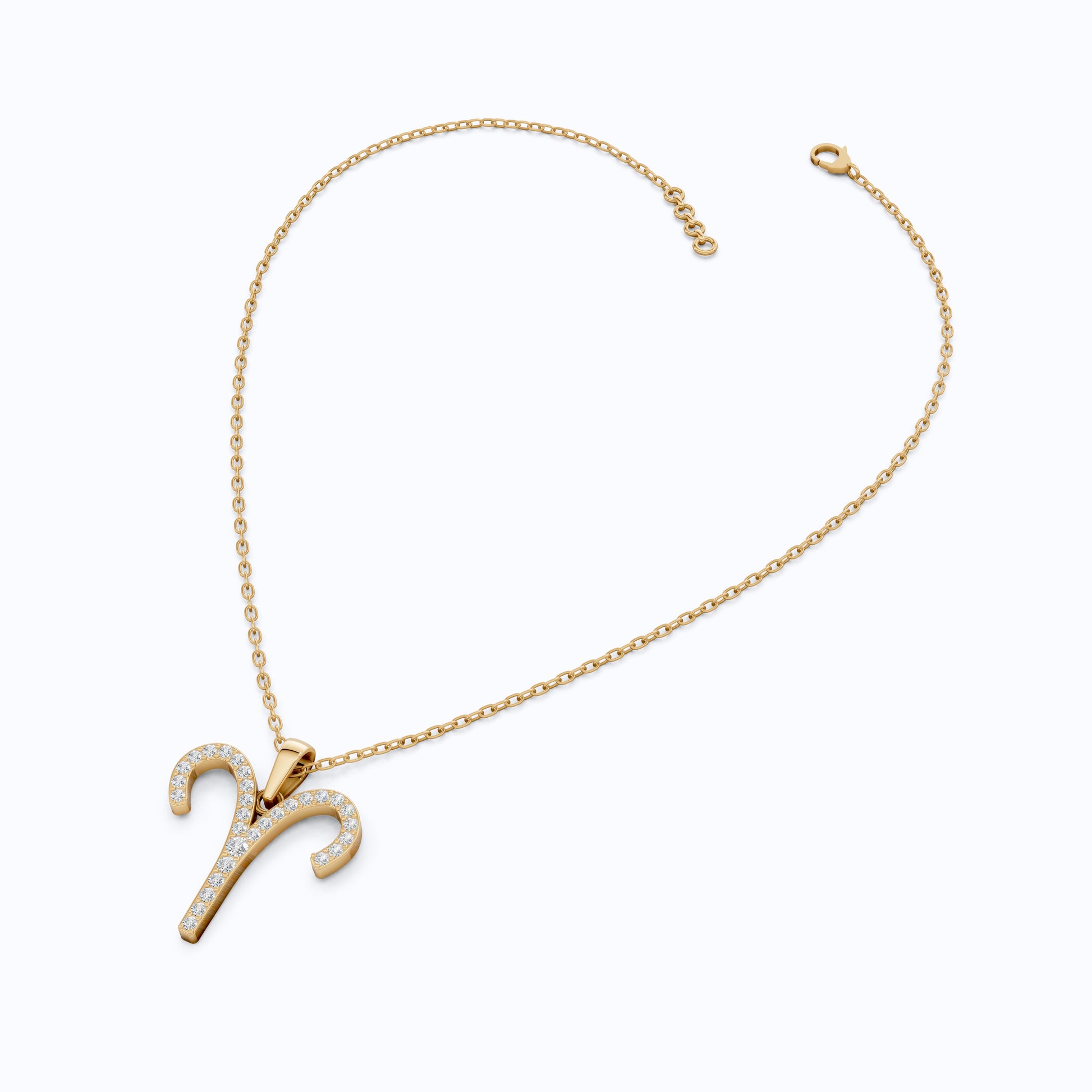 Aries Zodiac Symbol Pendant in Moissanite or Lab Grown Diamond – Solid 10k/14k Gold or Sterling Silver Gift Necklace for Her