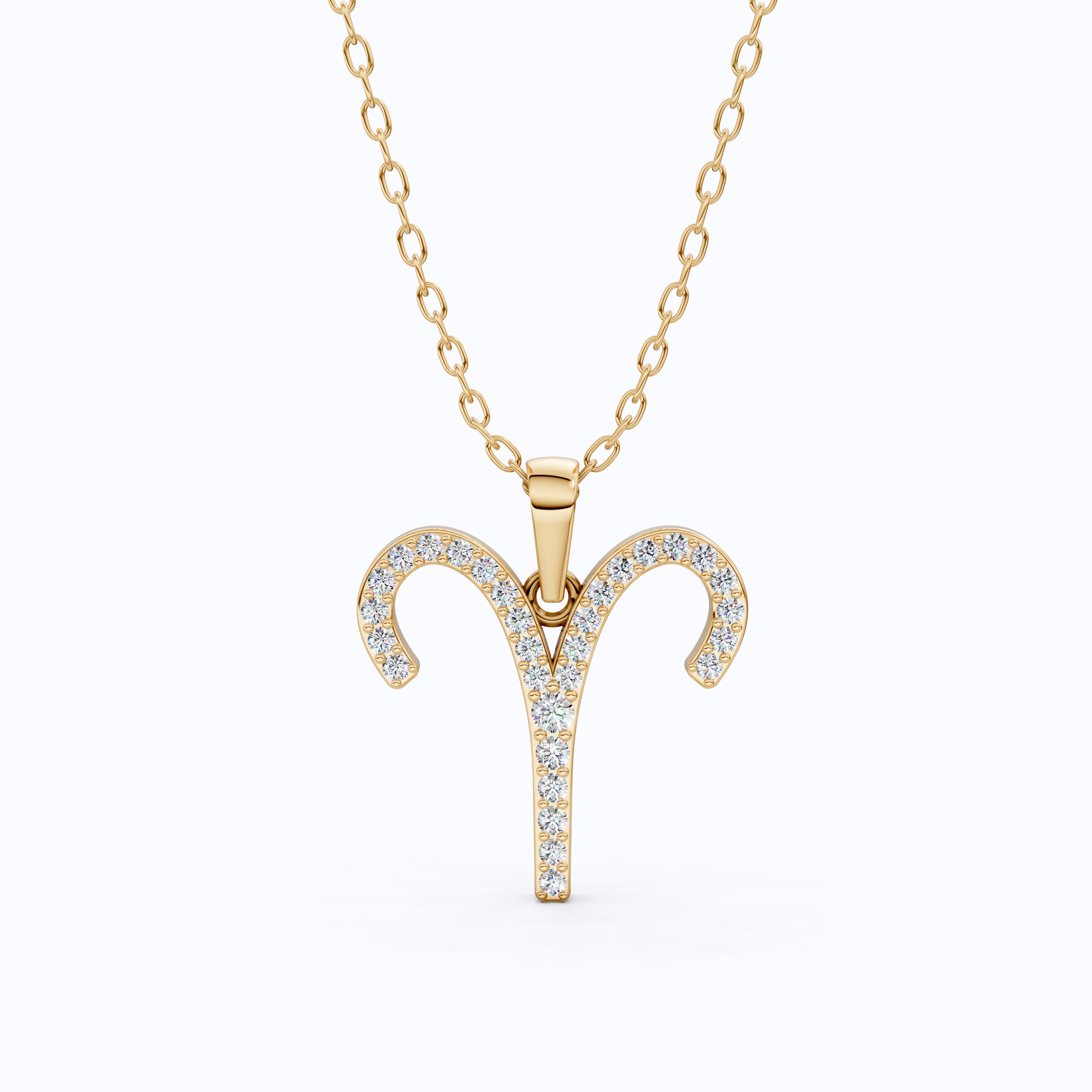Aries Zodiac Symbol Pendant in Moissanite or Lab Grown Diamond – Solid 10k/14k Gold or Sterling Silver Gift Necklace for Her
