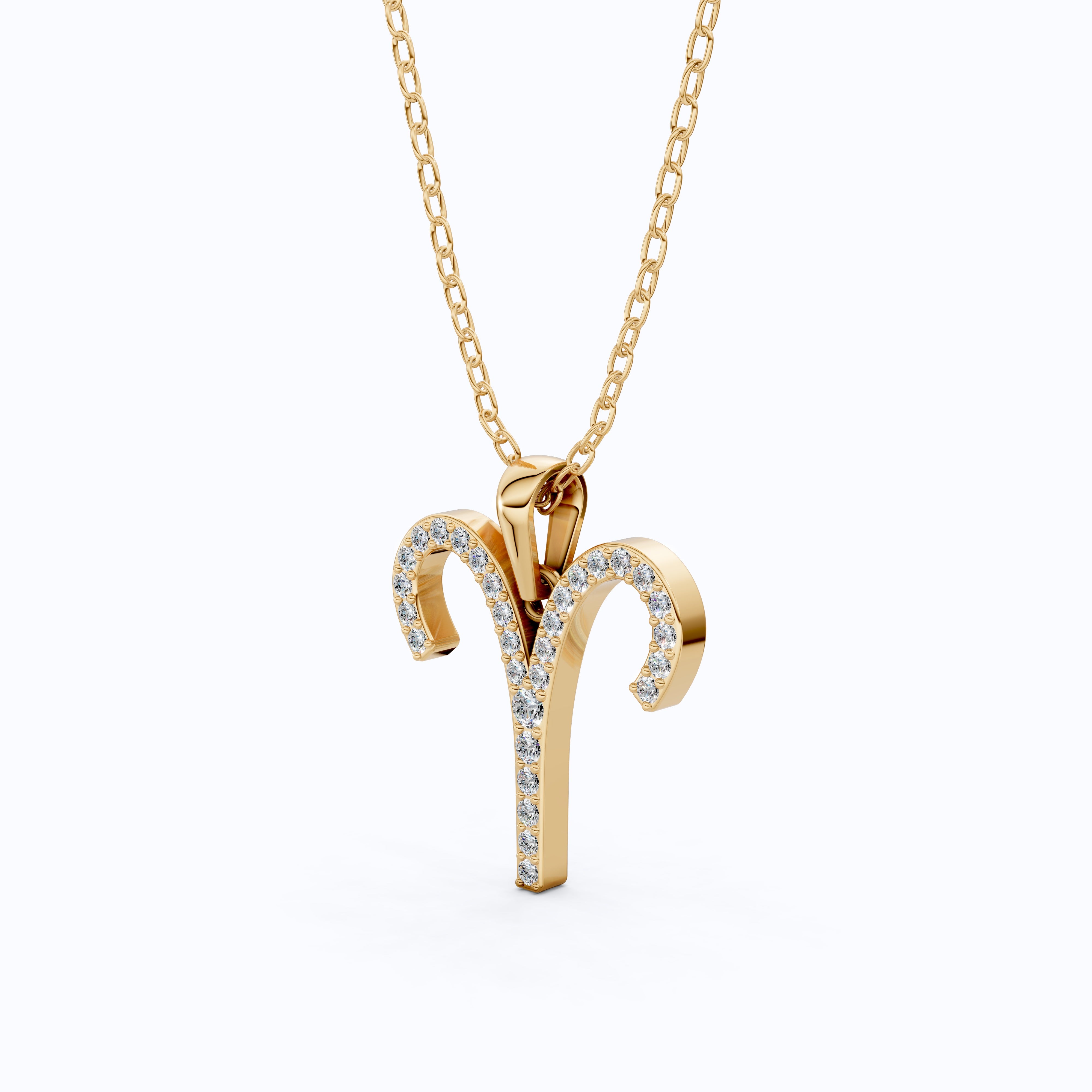 Aries Zodiac Symbol Pendant in Moissanite or Lab Grown Diamond – Solid 10k/14k Gold or Sterling Silver Gift Necklace for Her