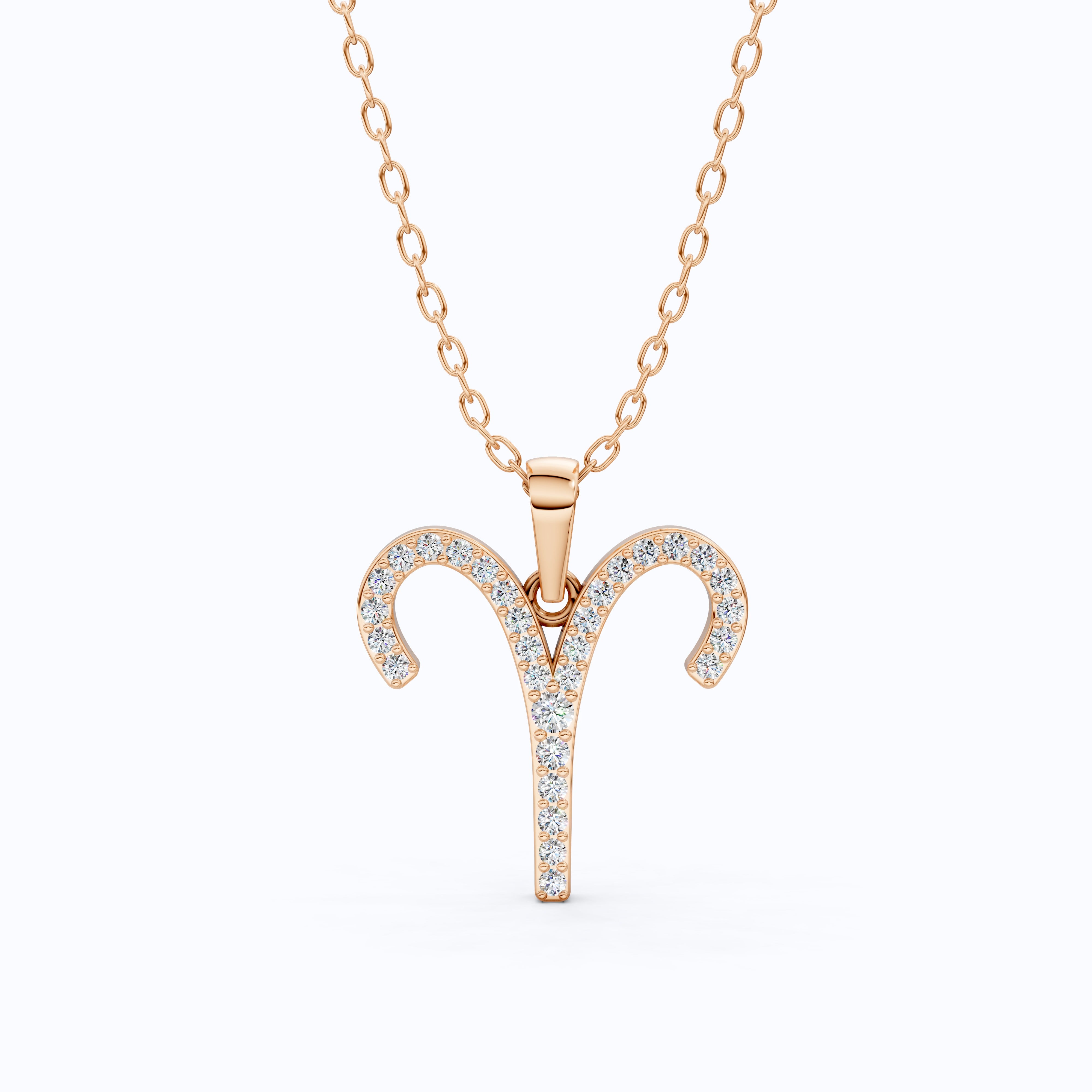 Aries Zodiac Symbol Pendant in Moissanite or Lab Grown Diamond – Solid 10k/14k Gold or Sterling Silver Gift Necklace for Her