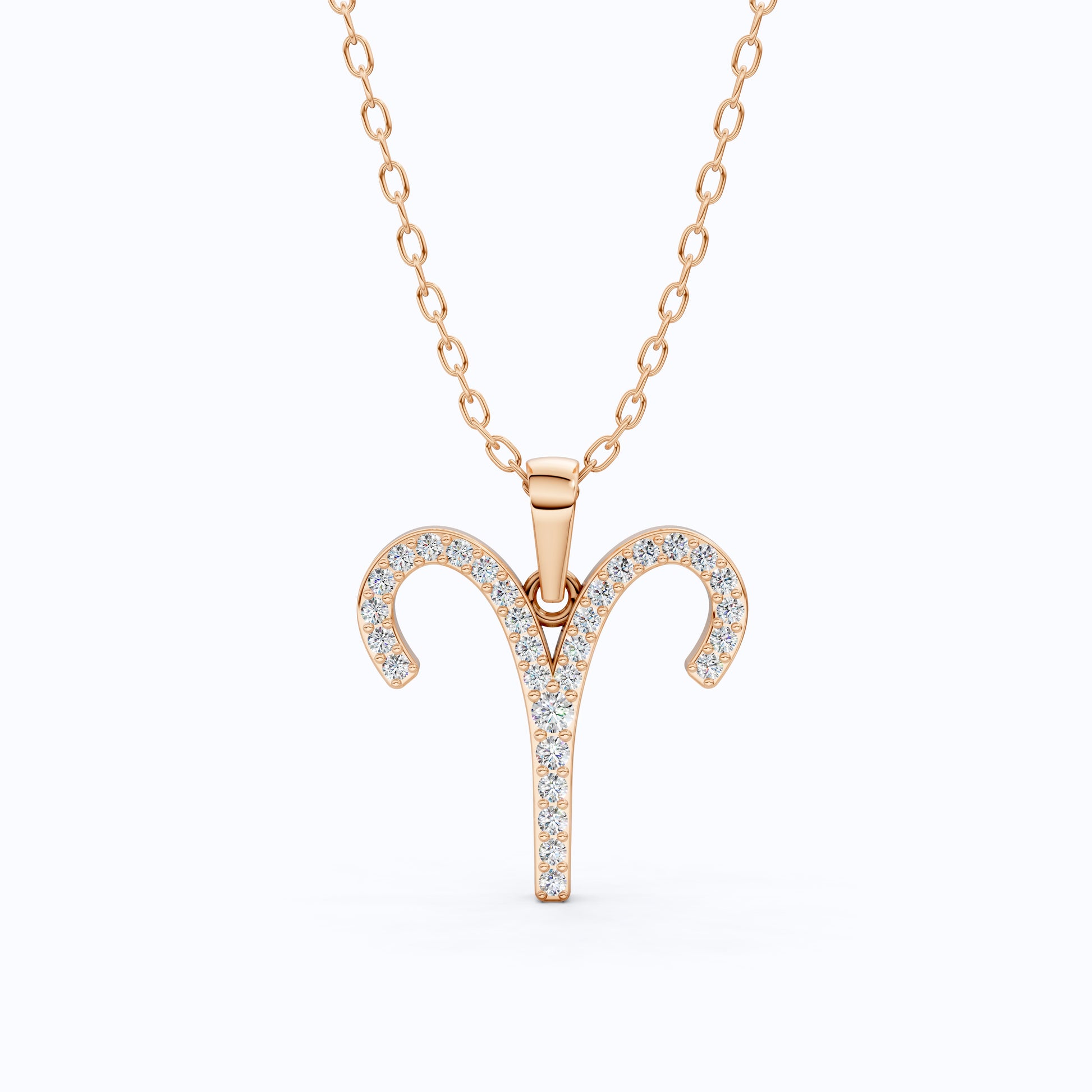 Aries Zodiac Symbol Pendant in Moissanite or Lab Grown Diamond – Solid 10k/14k Gold or Sterling Silver Gift Necklace for Her