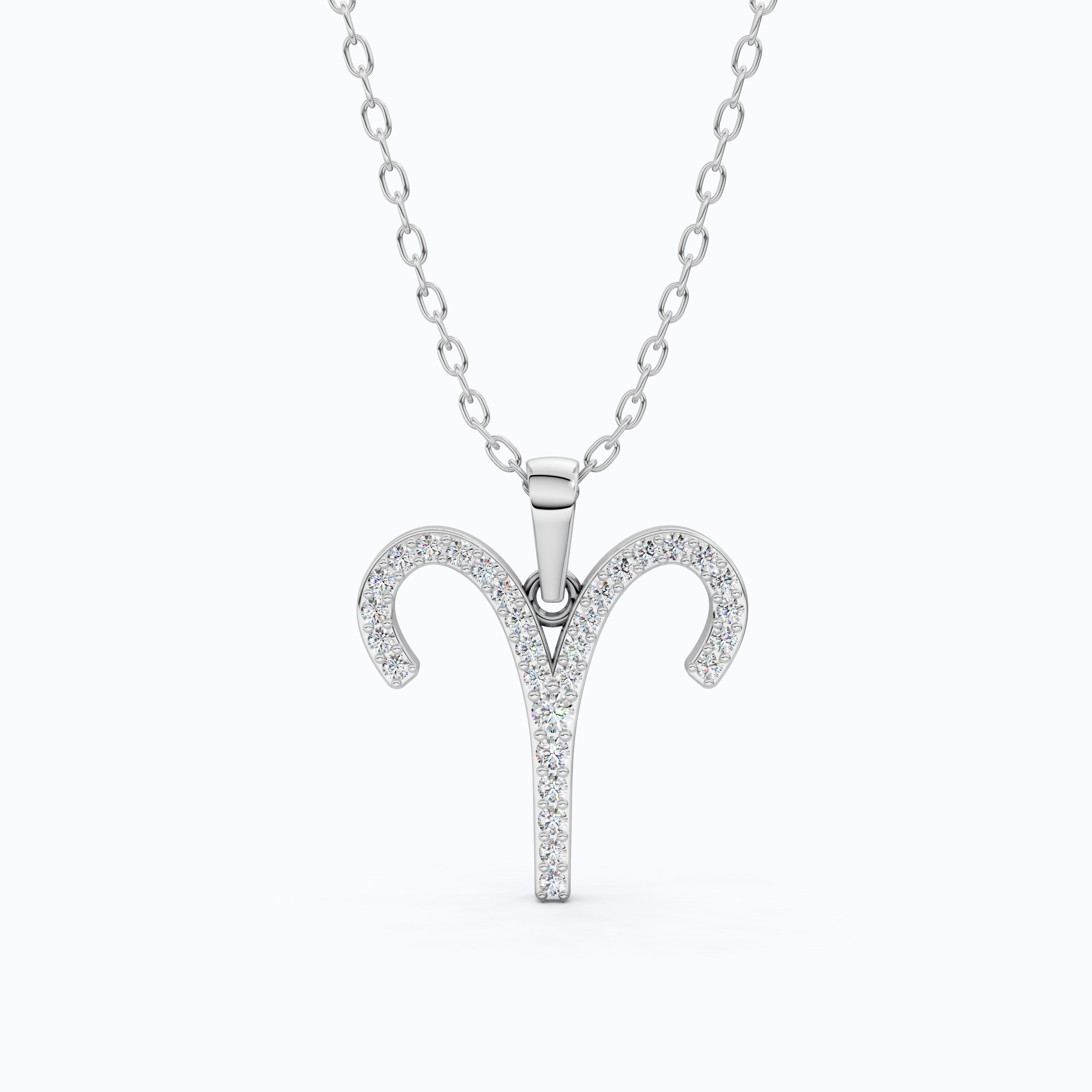 Aries Zodiac Symbol Pendant in Moissanite or Lab Grown Diamond – Solid 10k/14k Gold or Sterling Silver Gift Necklace for Her