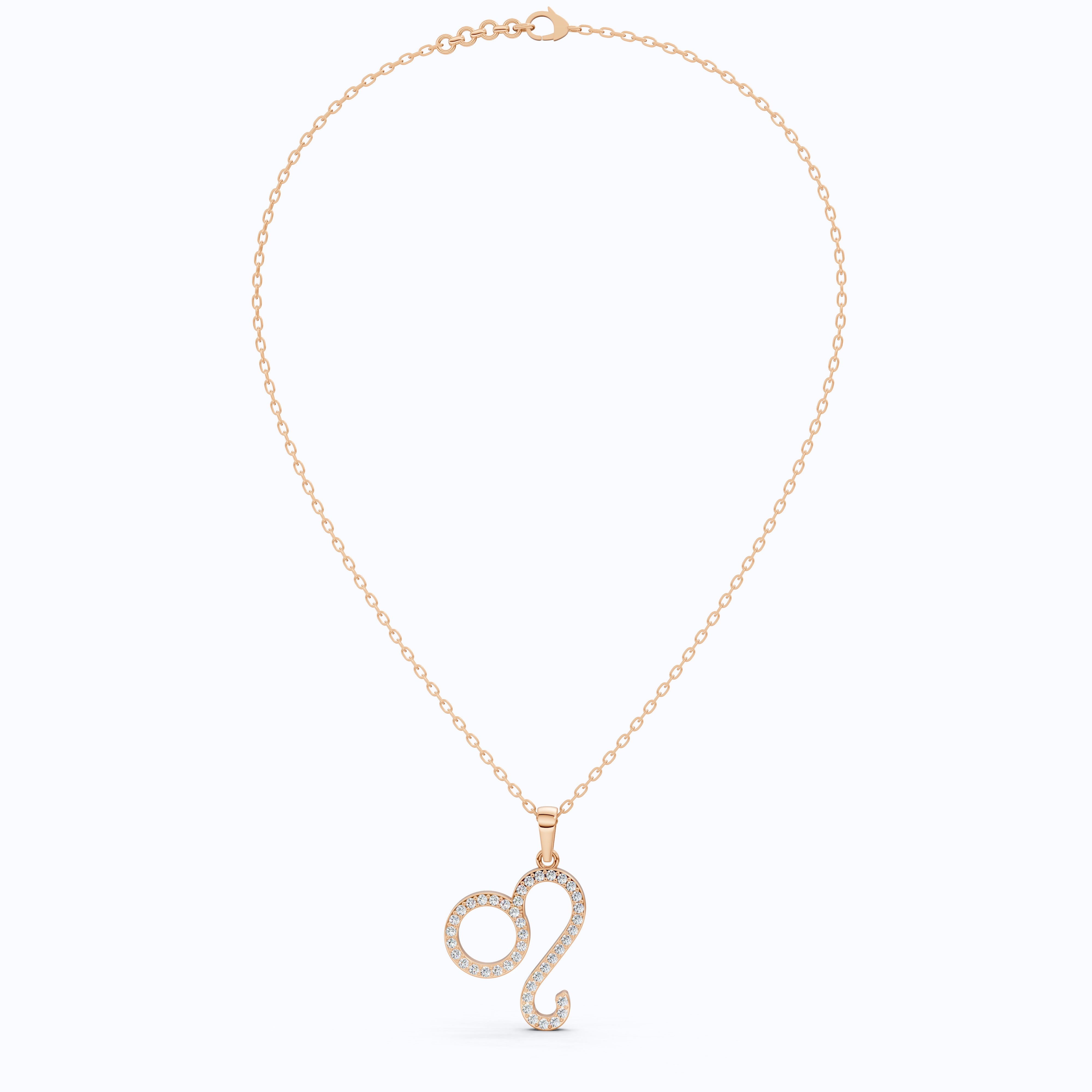 Leo Zodiac Pendant in 14K Rose Gold,Gift for Her, Wedding Jewelry, Dainty Horoscope Pendant