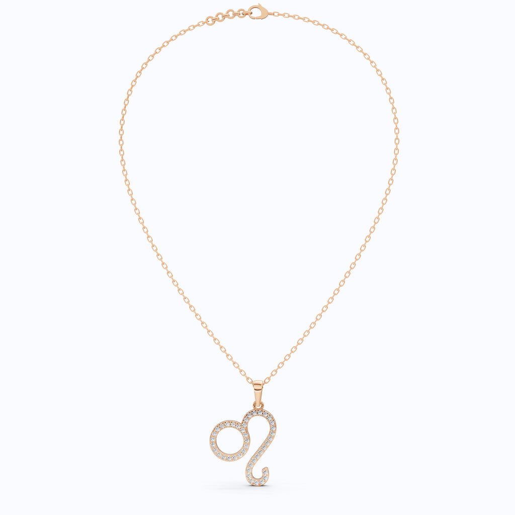 Leo Zodiac Pendant in 14K Rose Gold,Gift for Her, Wedding Jewelry, Dainty Horoscope Pendant