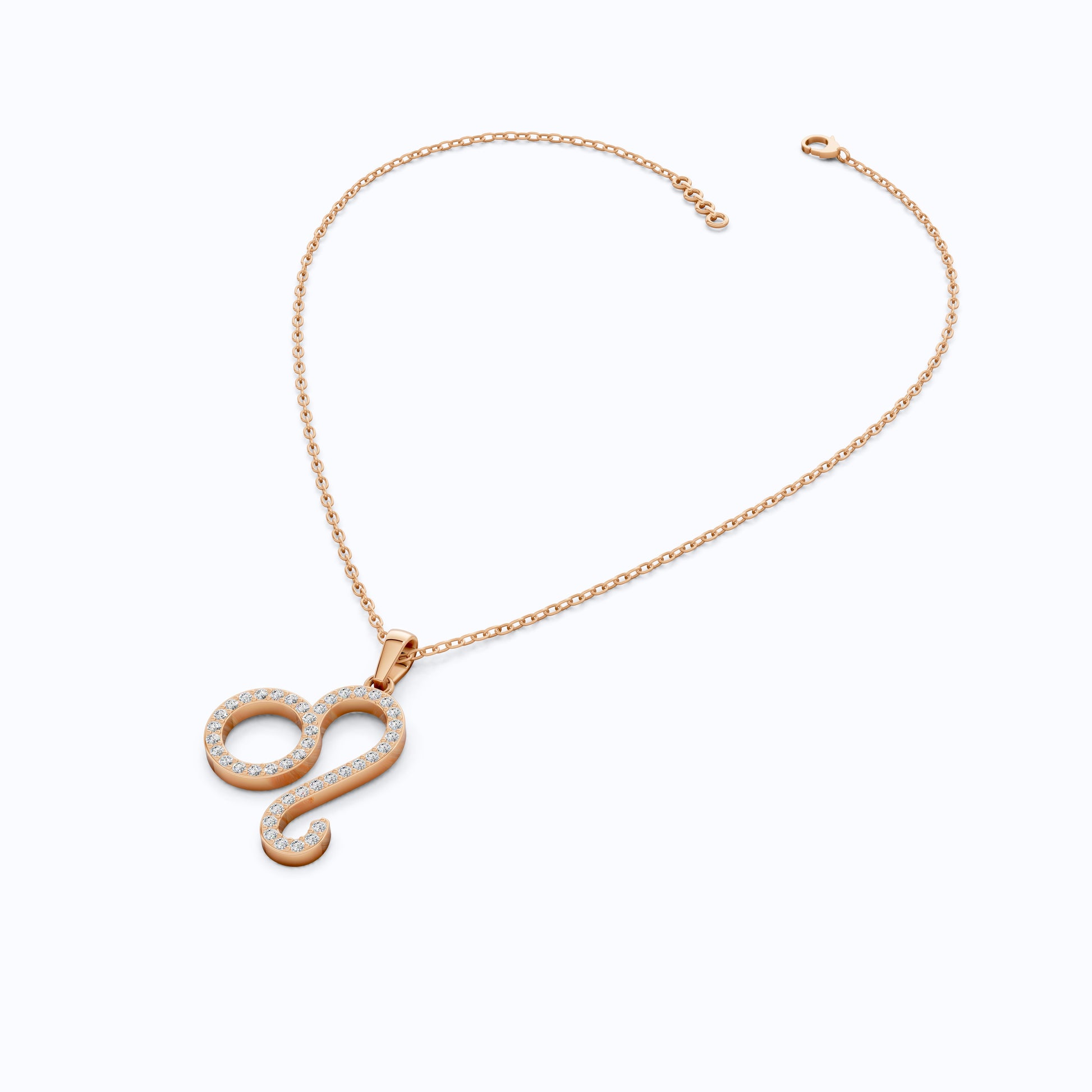 Leo Zodiac Pendant in 14K Rose Gold,Gift for Her, Wedding Jewelry, Dainty Horoscope Pendant