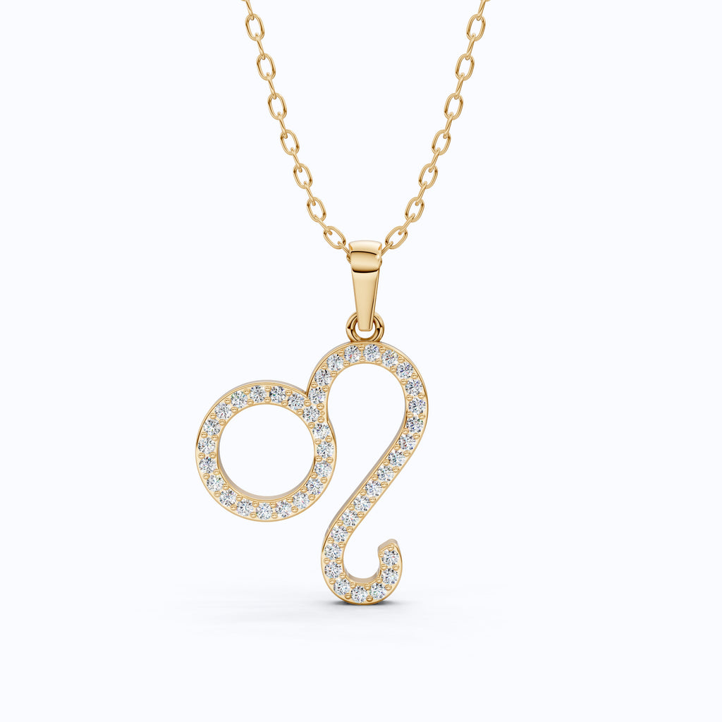 Leo Zodiac Pendant in 14K Rose Gold,Gift for Her, Wedding Jewelry, Dainty Horoscope Pendant