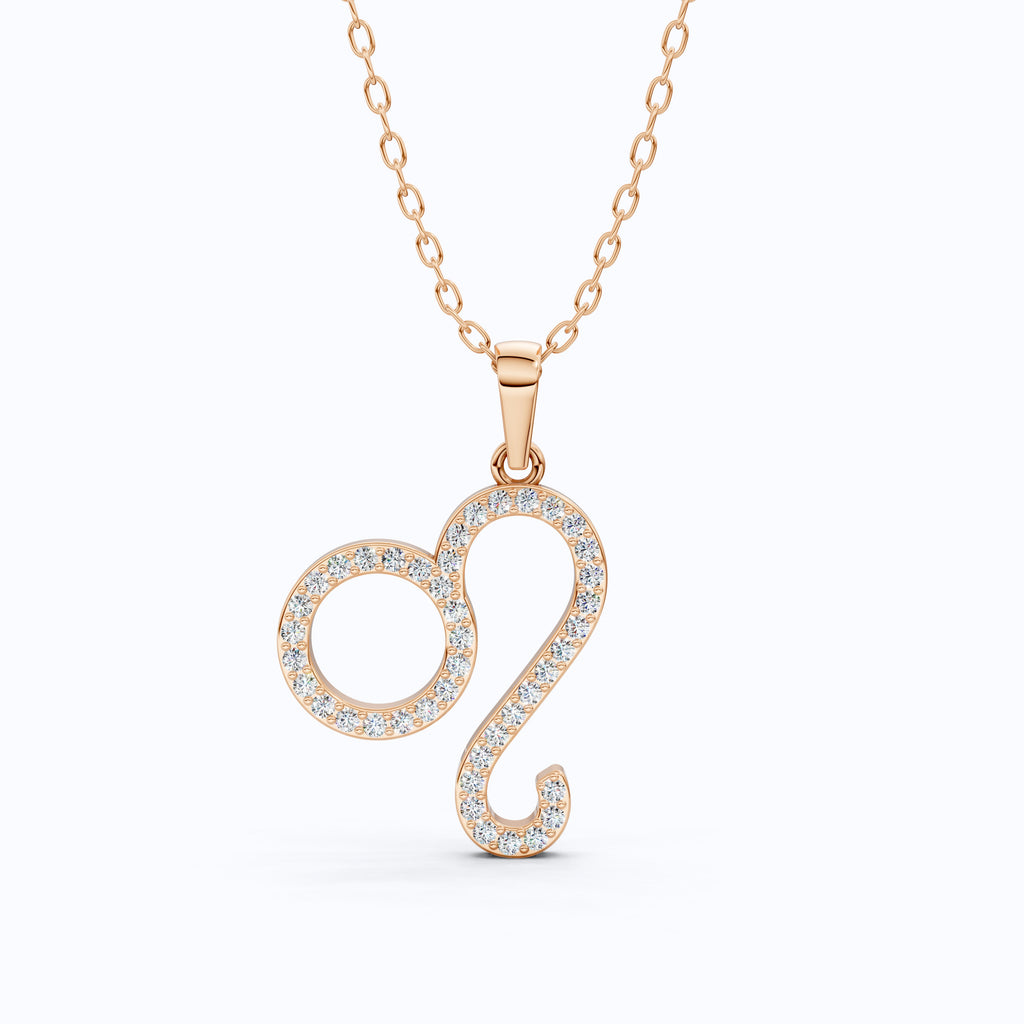Leo Zodiac Pendant in 14K Rose Gold,Gift for Her, Wedding Jewelry, Dainty Horoscope Pendant