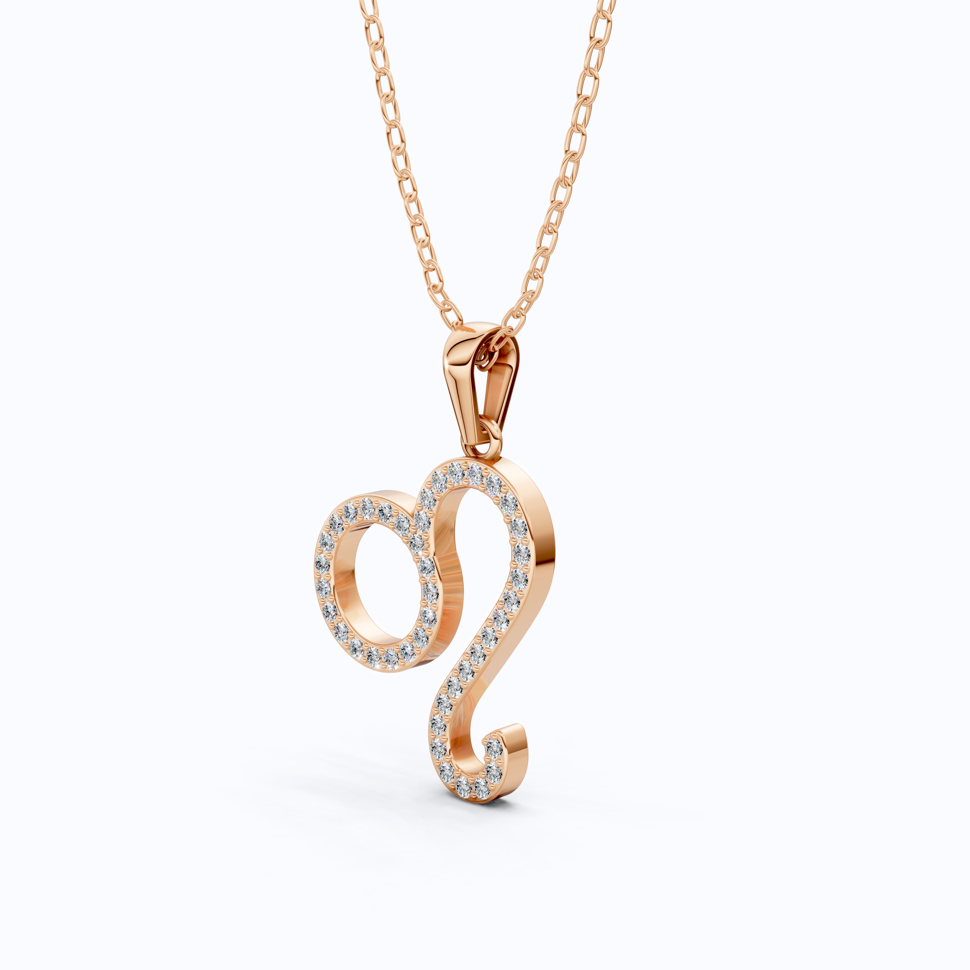 Leo Zodiac Pendant in 14K Rose Gold,Gift for Her, Wedding Jewelry, Dainty Horoscope Pendant