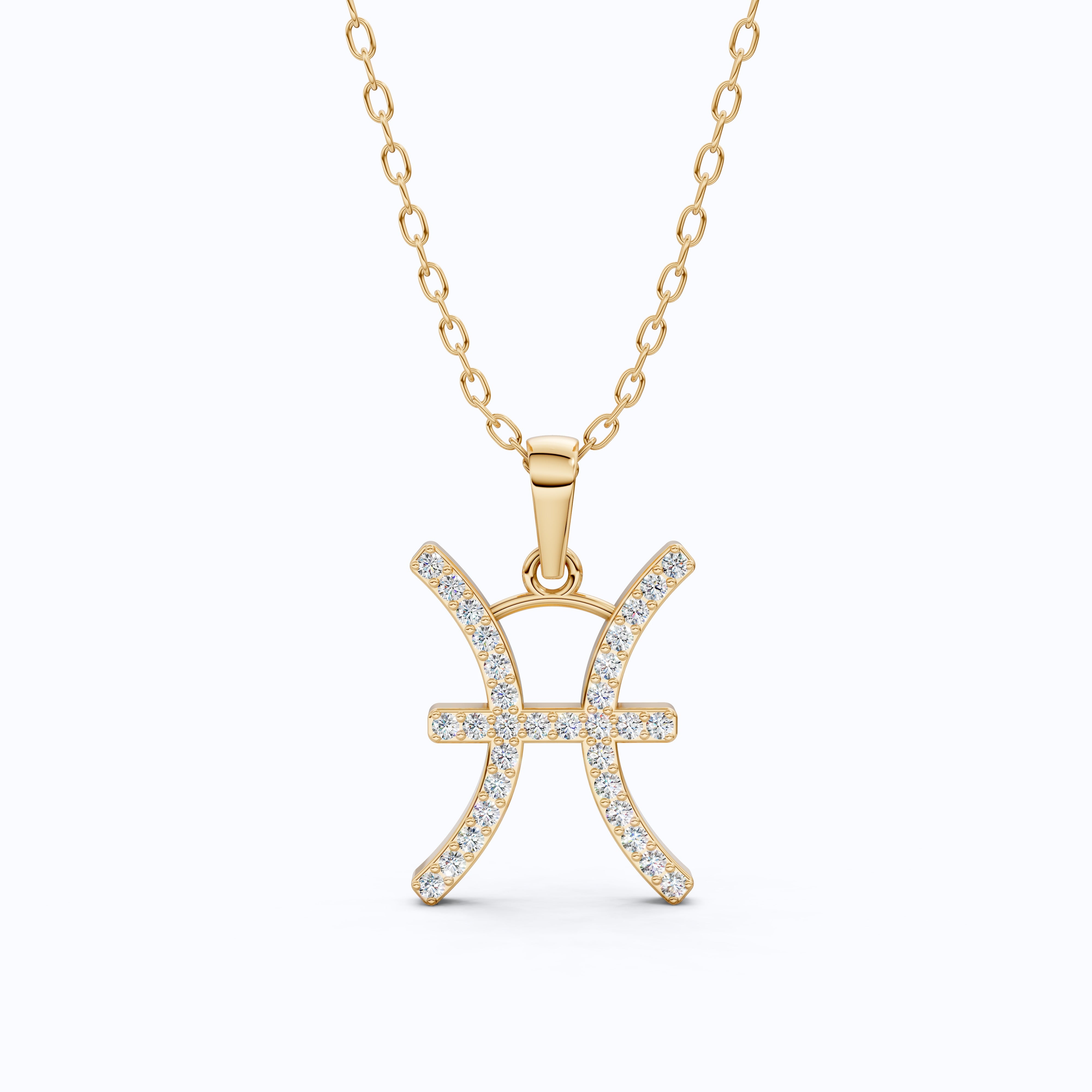 Pisces Zodiac Pendant in 14K White Gold, Handmade Horoscope Jewelry Gift for Her, Bridal Pendant