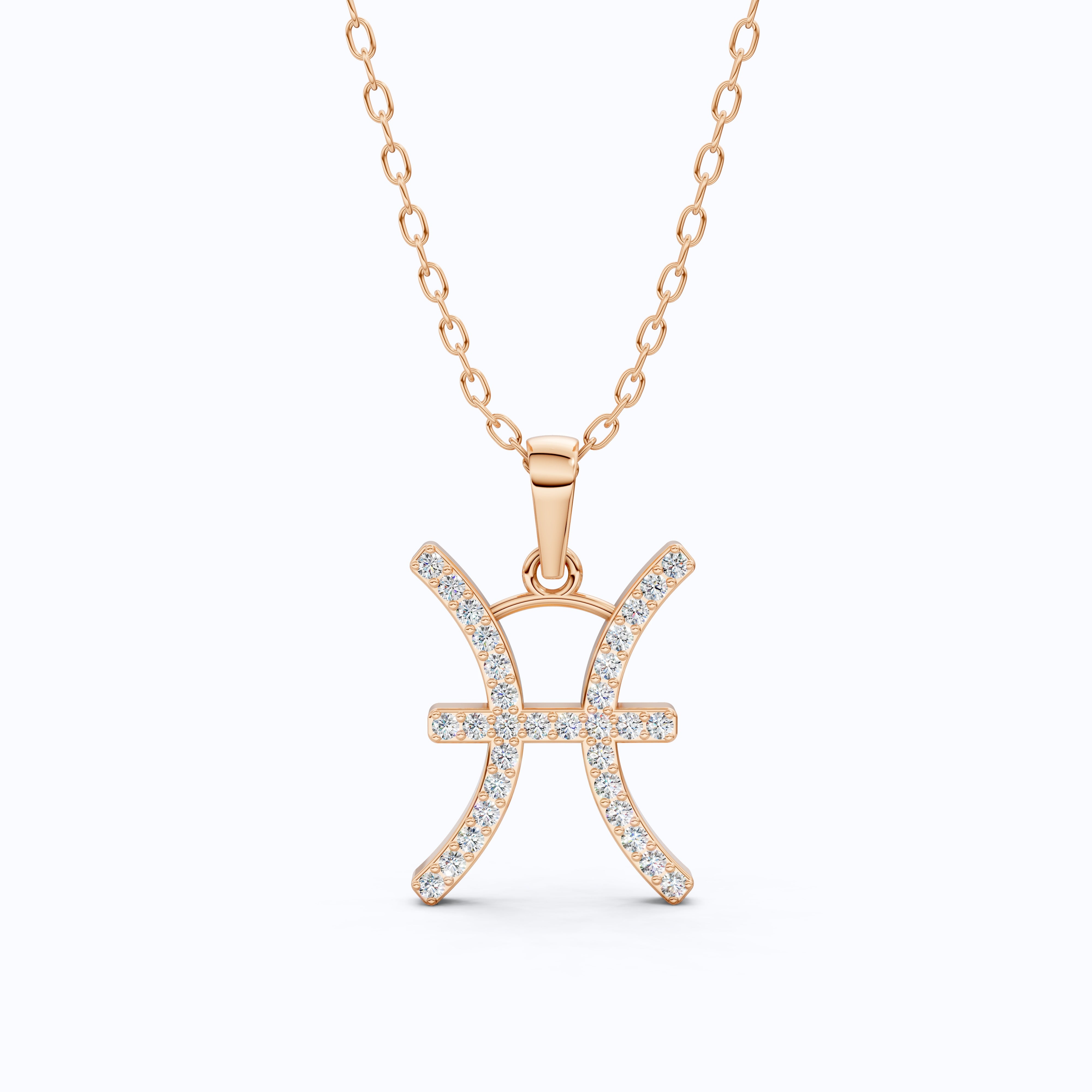 Pisces Zodiac Pendant in 14K White Gold, Handmade Horoscope Jewelry Gift for Her, Bridal Pendant