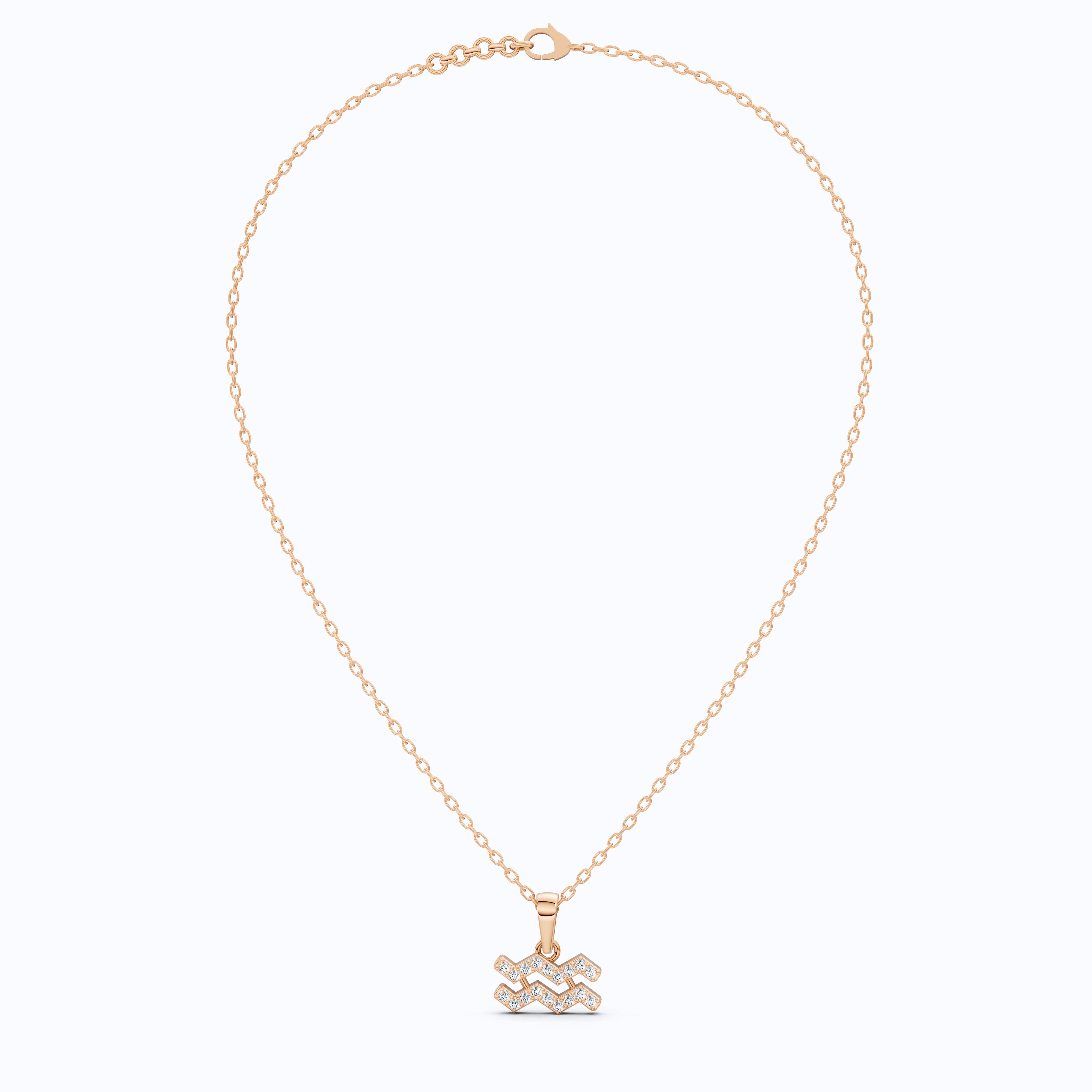 Astrology Aquarius Zodiac Sign Pendant in 14K Solid Gold, Horoscope Gift Jewelry, Wedding Pendant for Her