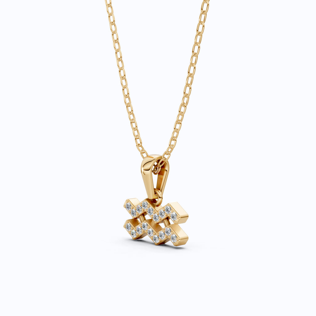 Astrology Aquarius Zodiac Sign Pendant in 14K Solid Gold, Horoscope Gift Jewelry, Wedding Pendant for Her