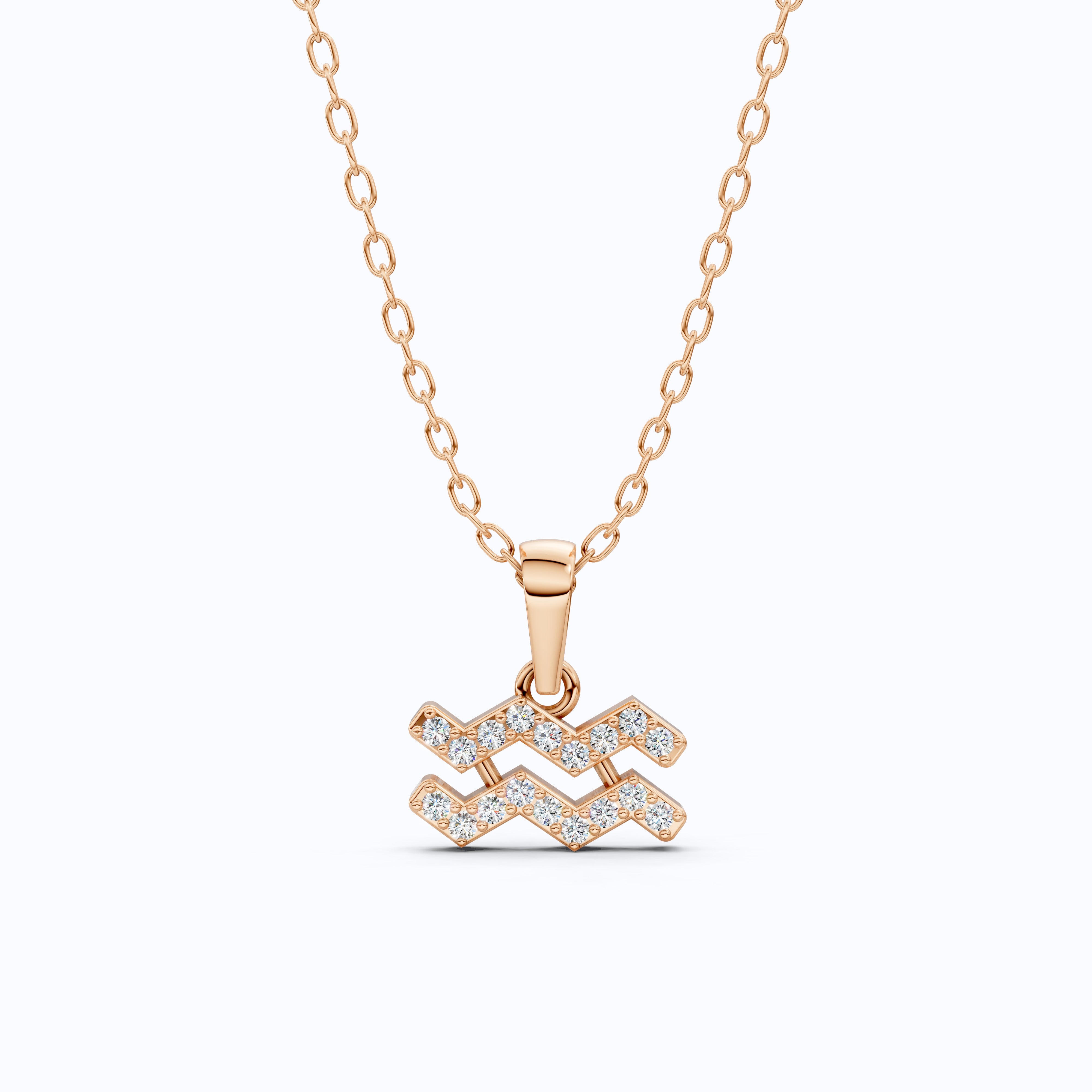 Astrology Aquarius Zodiac Sign Pendant in 14K Solid Gold, Horoscope Gift Jewelry, Wedding Pendant for Her