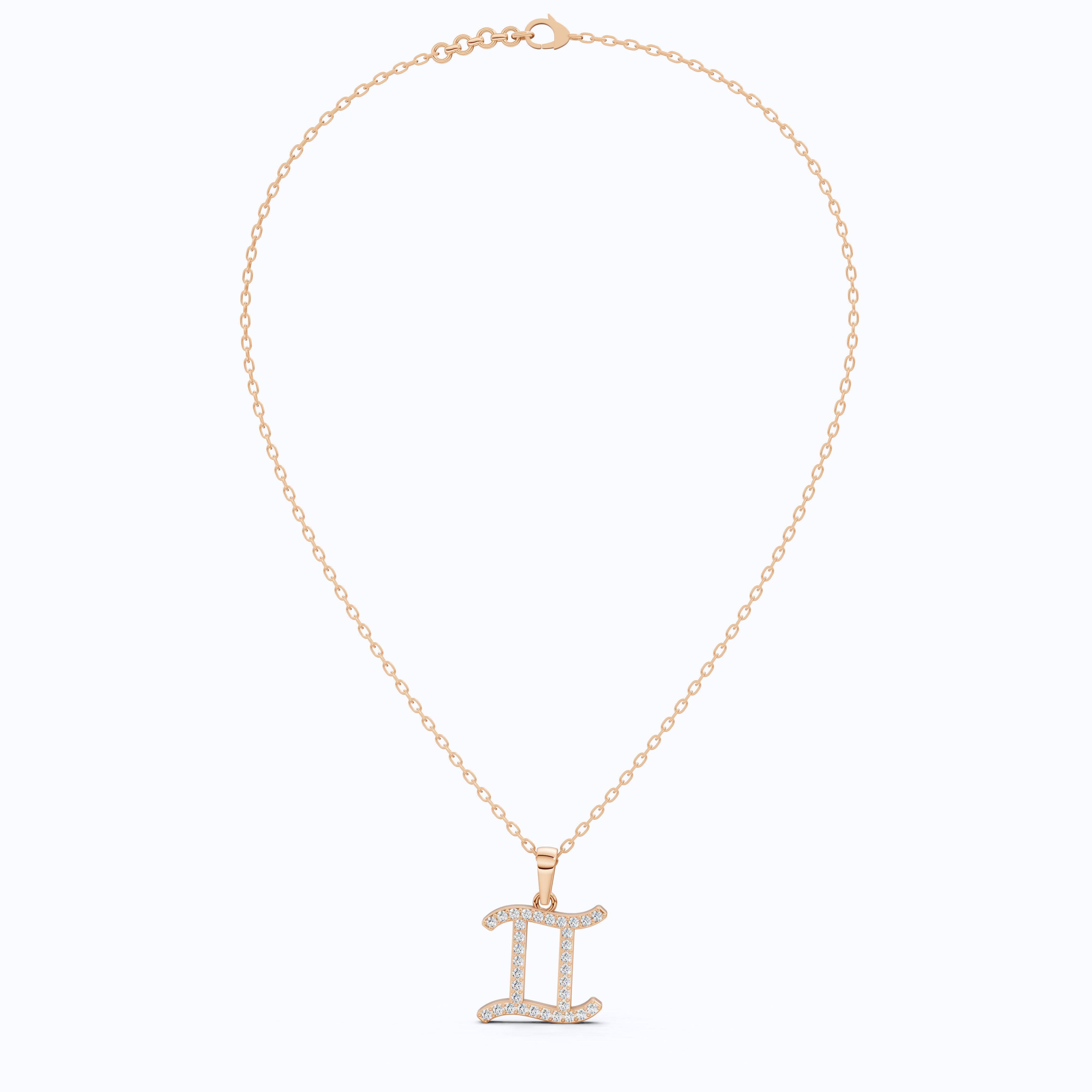 14K Solid Gold Gemini Zodiac Pendant, Handmade Gift for Her, Astrology Charm Jewelry, Birthday Gift