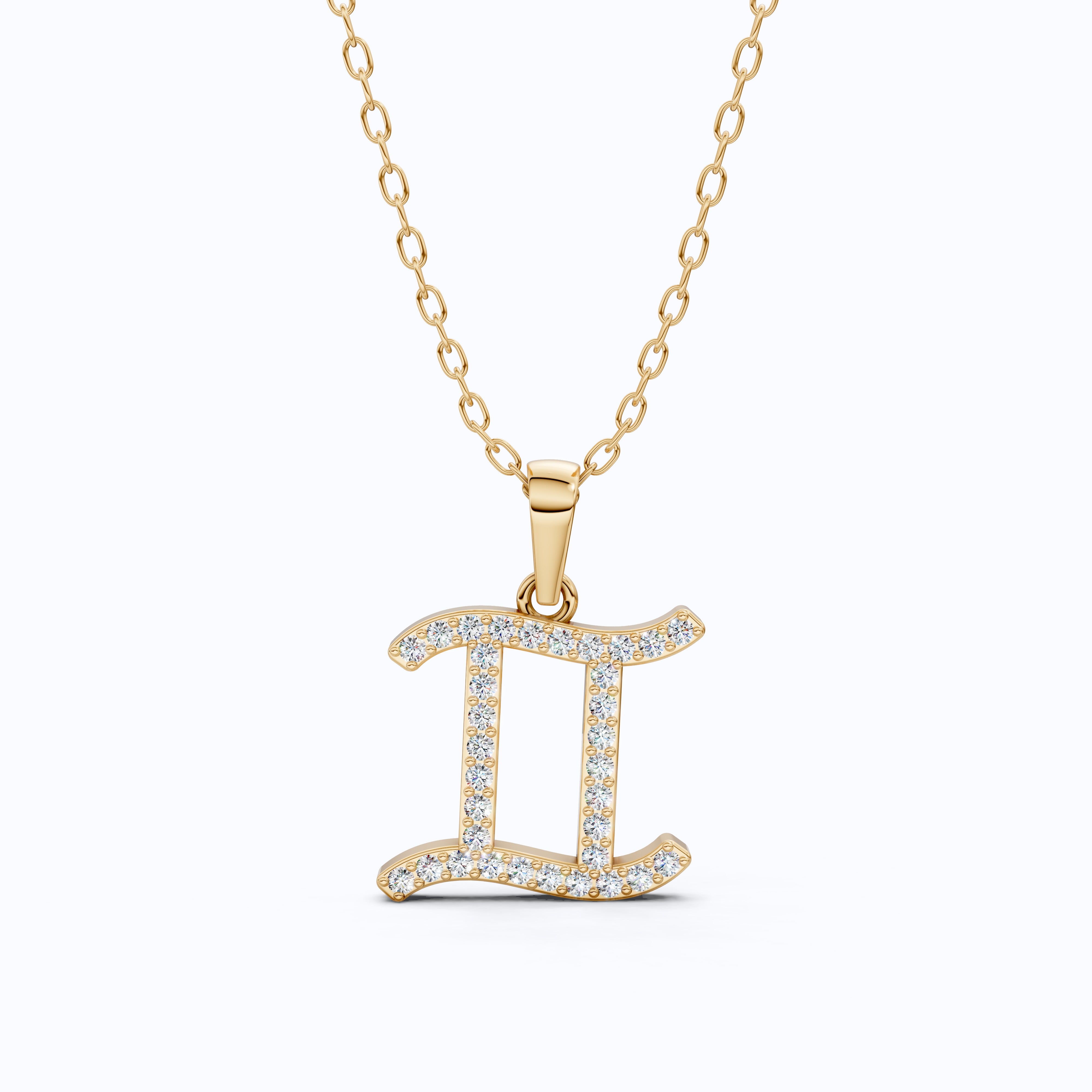 14K Solid Gold Gemini Zodiac Pendant, Handmade Gift for Her, Astrology Charm Jewelry, Birthday Gift