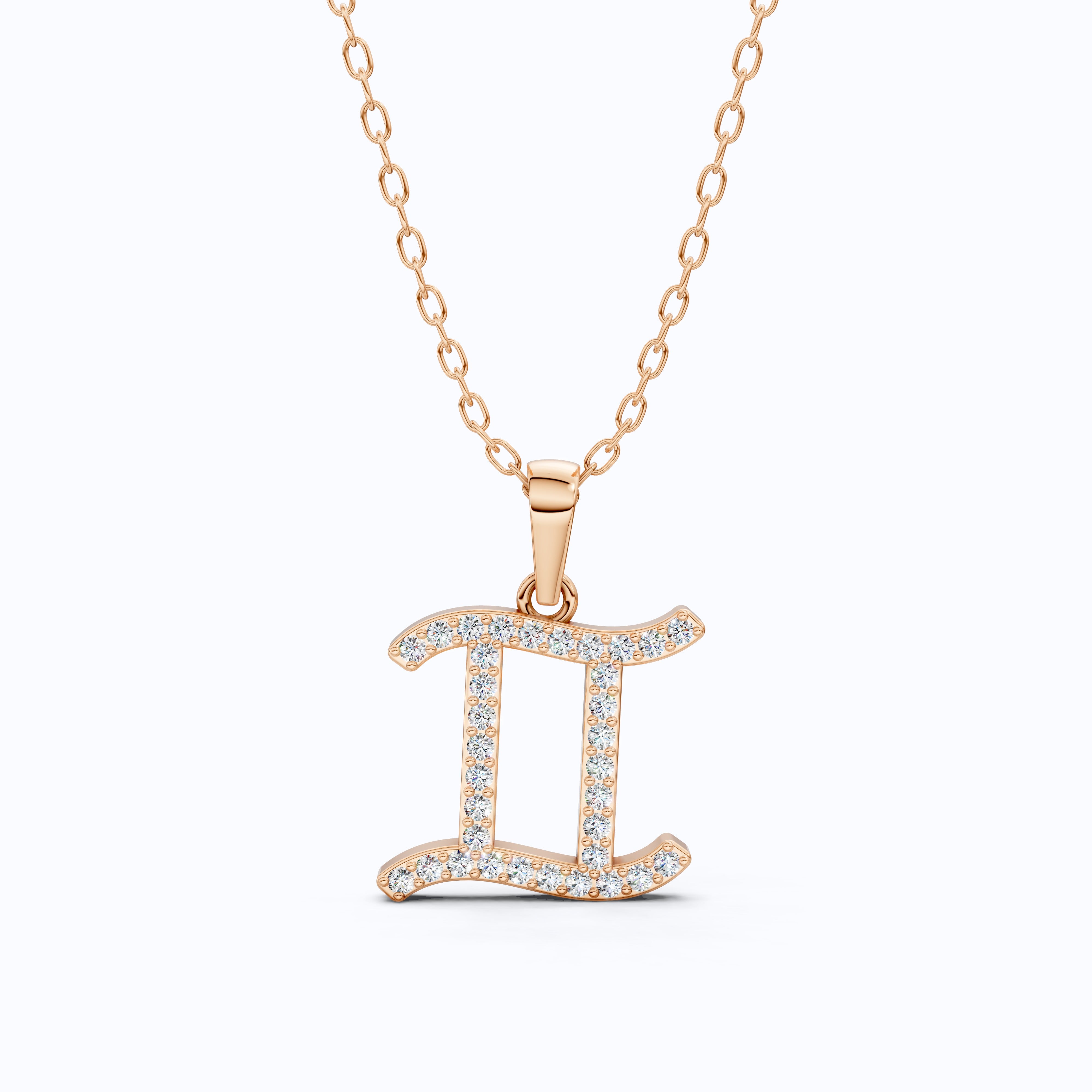 14K Solid Gold Gemini Zodiac Pendant, Handmade Gift for Her, Astrology Charm Jewelry, Birthday Gift