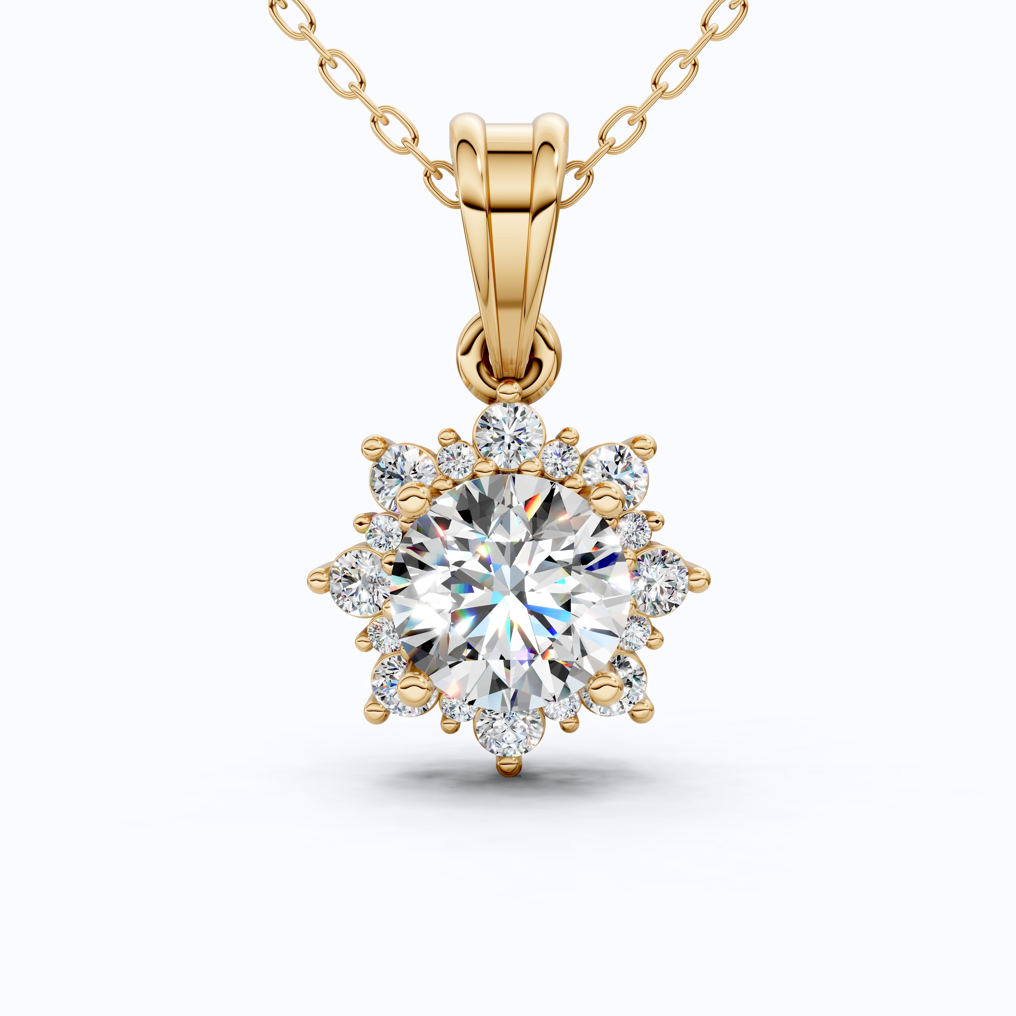 Elegant Flower Cluster Pendant in 14K Solid Gold, 1.30 Round Cut Lab Created Diamond, Bridal Jewelry, Special Gift For Her