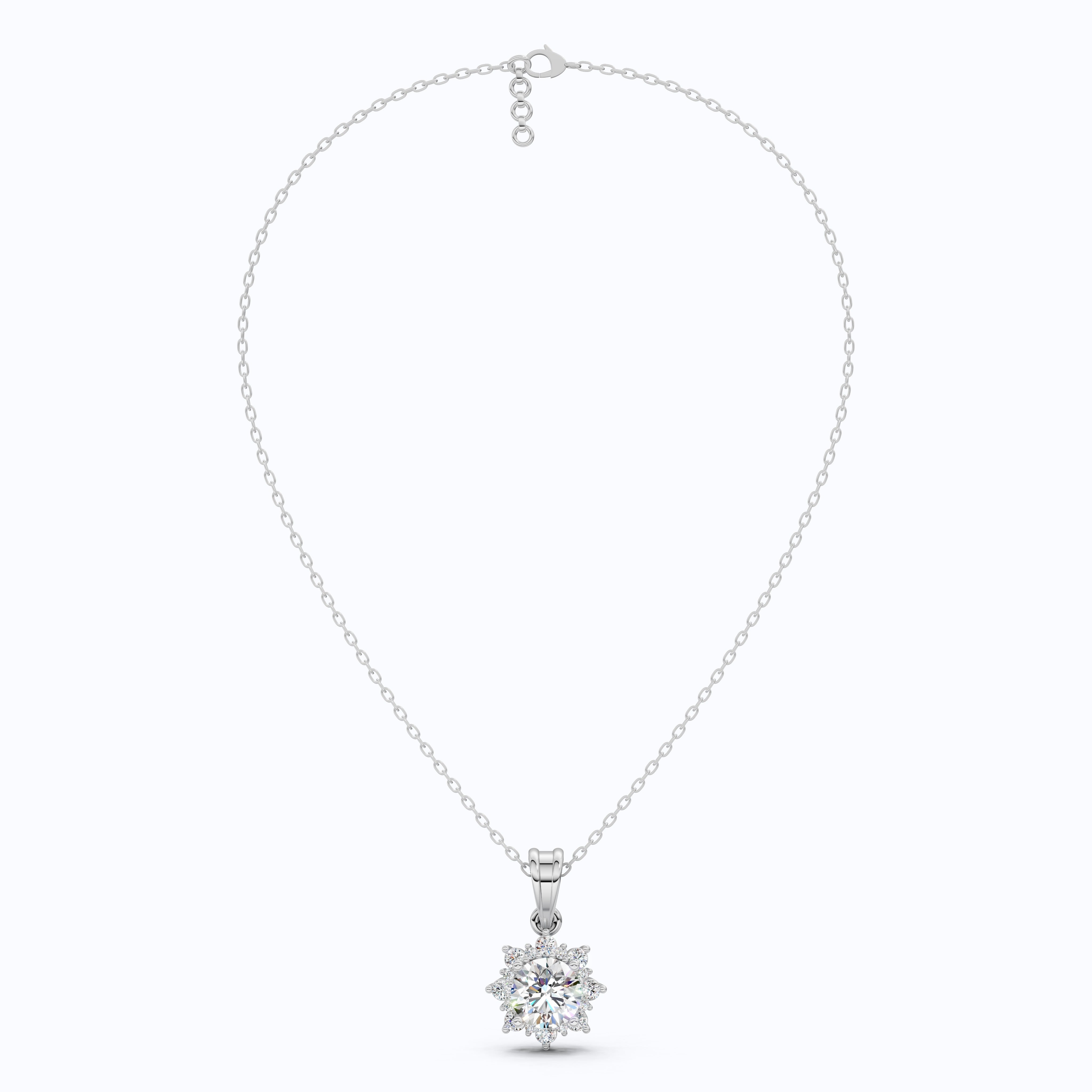 Elegant Flower Cluster Pendant in 14K Solid Gold, 1.30 Round Cut Lab Created Diamond, Bridal Jewelry, Special Gift For Her