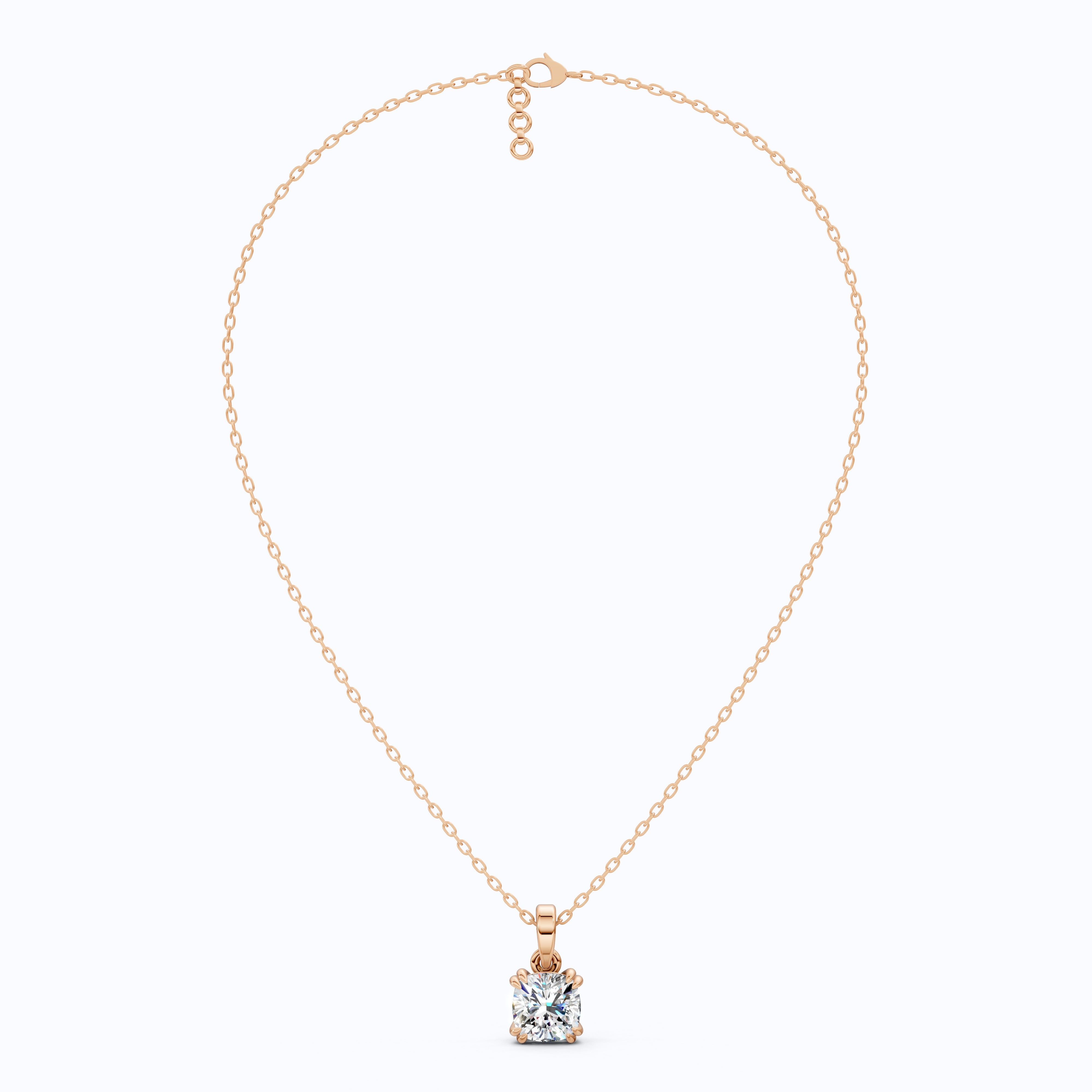 Solitaire Double Prong Wedding Pendant in 14k Solid Gold, 1.50 CT Cushion Cut Lab Diamond, Dainty Pendant, Birthday Gift for Her, Bridal Jewelry
