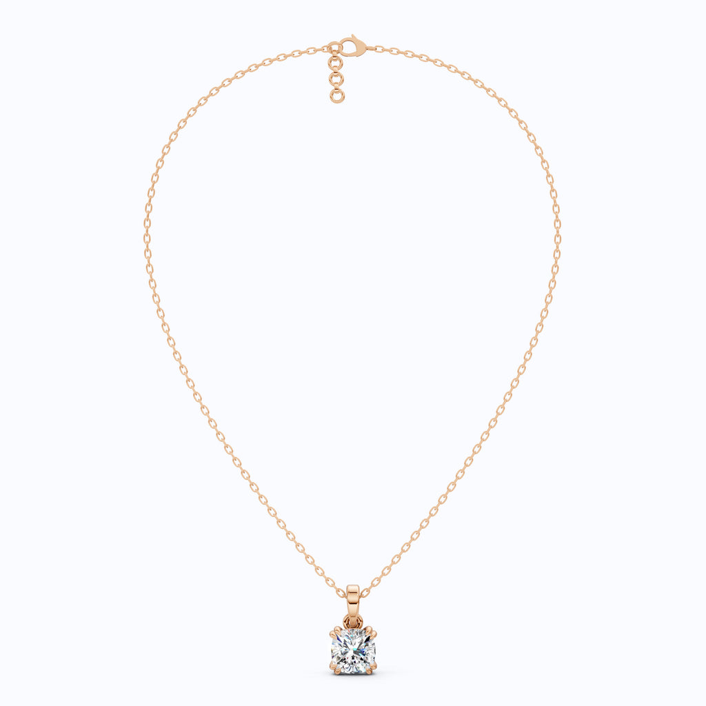 Solitaire Double Prong Wedding Pendant in 14k Solid Gold, 1.50 CT Cushion Cut Lab Diamond, Dainty Pendant, Birthday Gift for Her, Bridal Jewelry