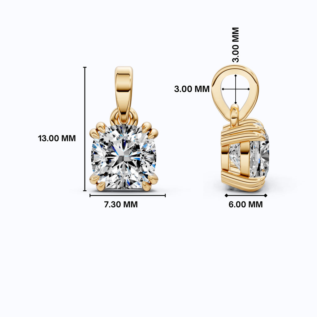 Solitaire Double Prong Wedding Pendant in 14k Solid Gold, 1.50 CT Cushion Cut Lab Diamond, Dainty Pendant, Birthday Gift for Her, Bridal Jewelry