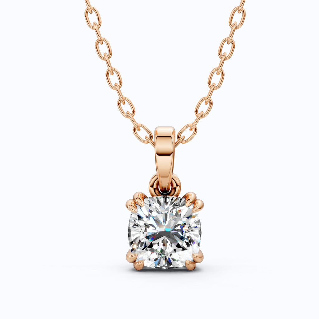 Solitaire Double Prong Wedding Pendant in 14k Solid Gold, 1.50 CT Cushion Cut Lab Diamond, Dainty Pendant, Birthday Gift for Her, Bridal Jewelry