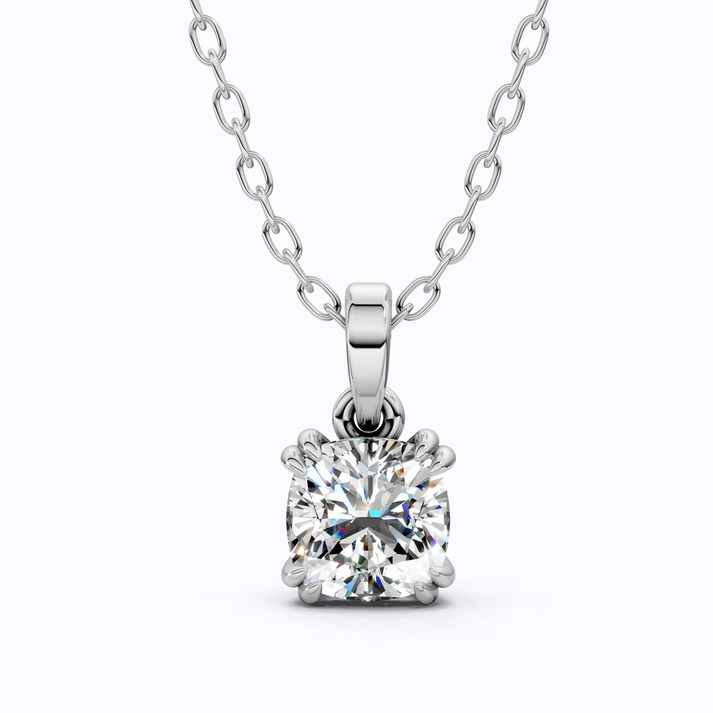 Solitaire Double Prong Wedding Pendant in 14k Solid Gold, 1.50 CT Cushion Cut Lab Diamond, Dainty Pendant, Birthday Gift for Her, Bridal Jewelry