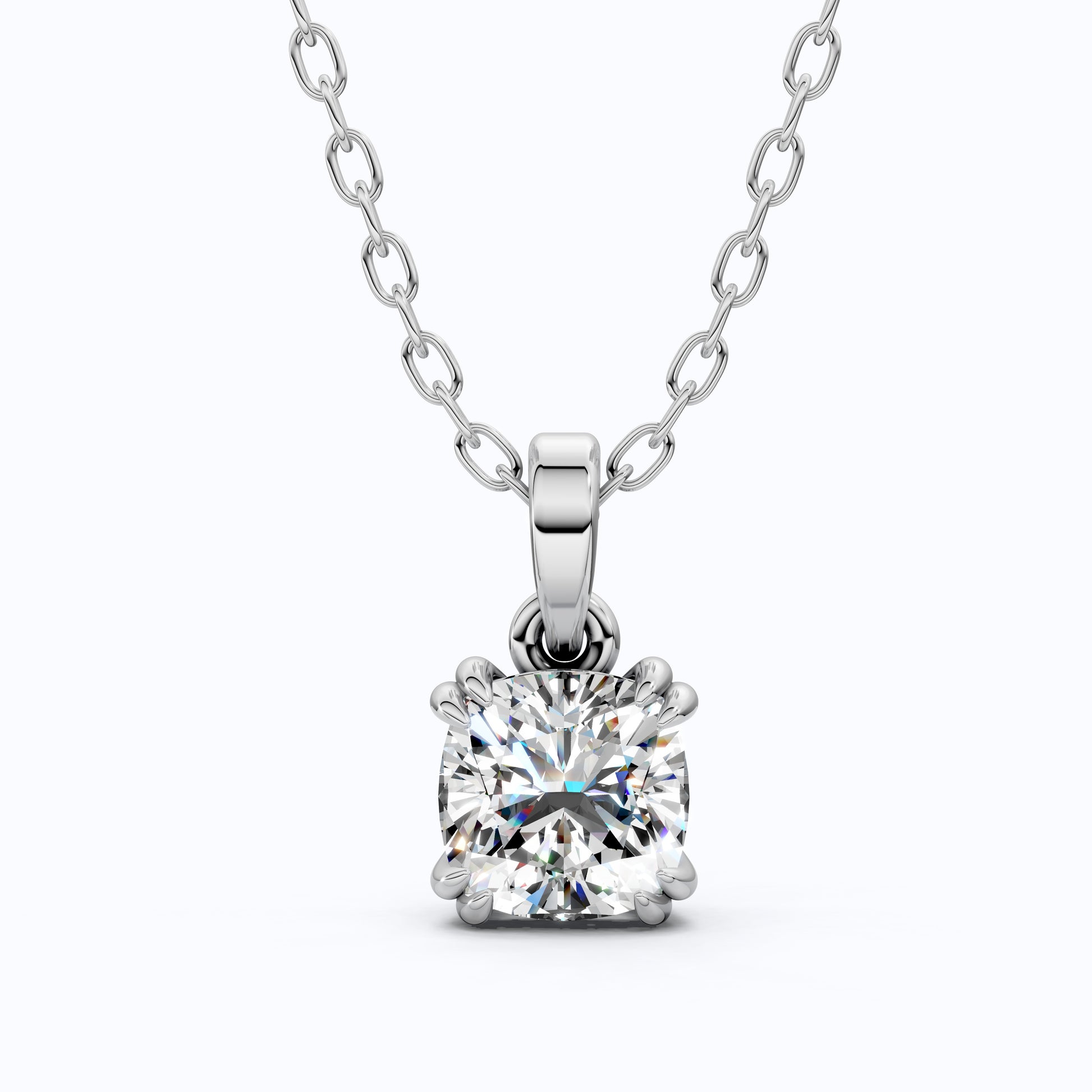 Solitaire Double Prong Wedding Pendant in 14k Solid Gold, 1.50 CT Cushion Cut Lab Diamond, Dainty Pendant, Birthday Gift for Her, Bridal Jewelry
