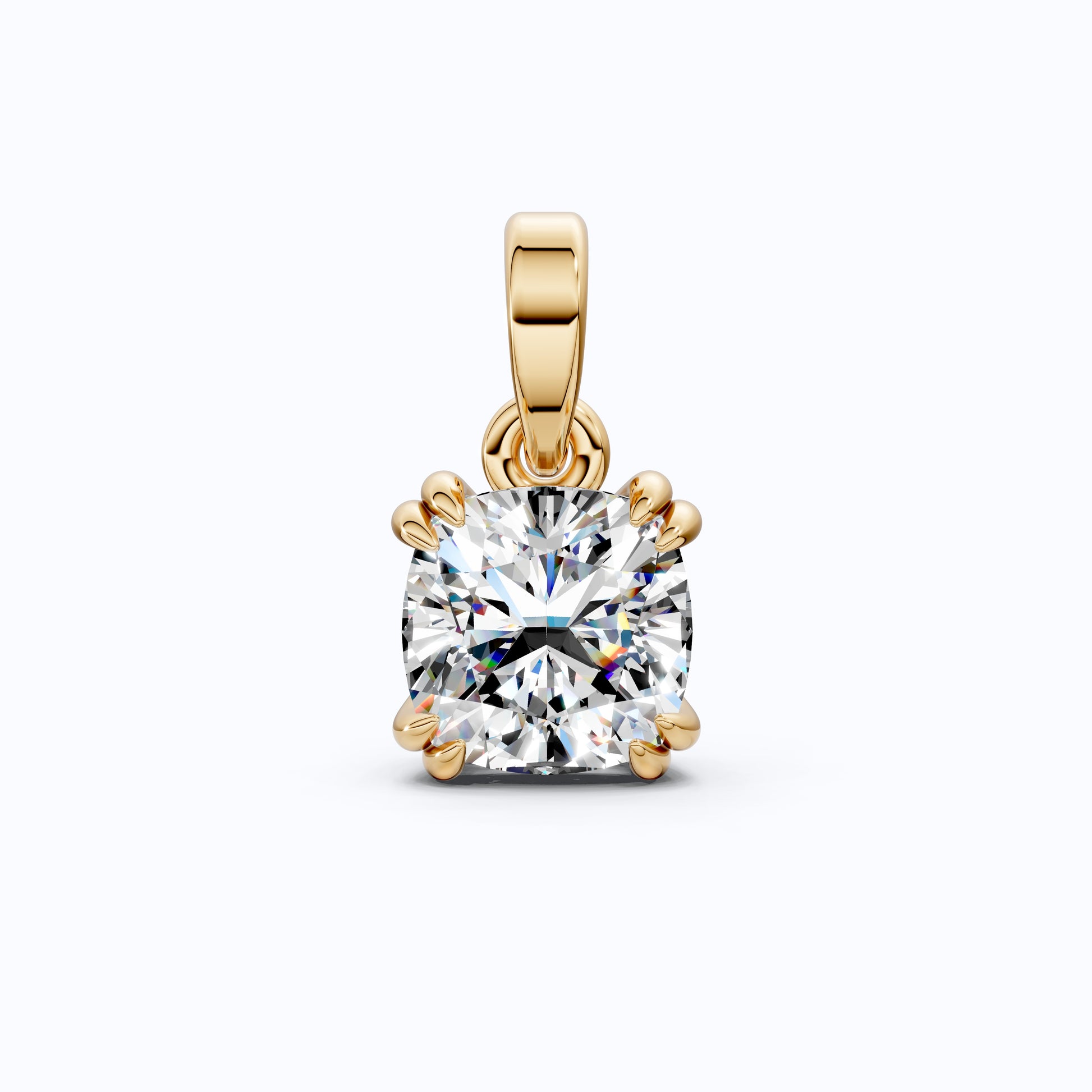 Solitaire Double Prong Wedding Pendant in 14k Solid Gold, 1.50 CT Cushion Cut Lab Diamond, Dainty Pendant, Birthday Gift for Her, Bridal Jewelry